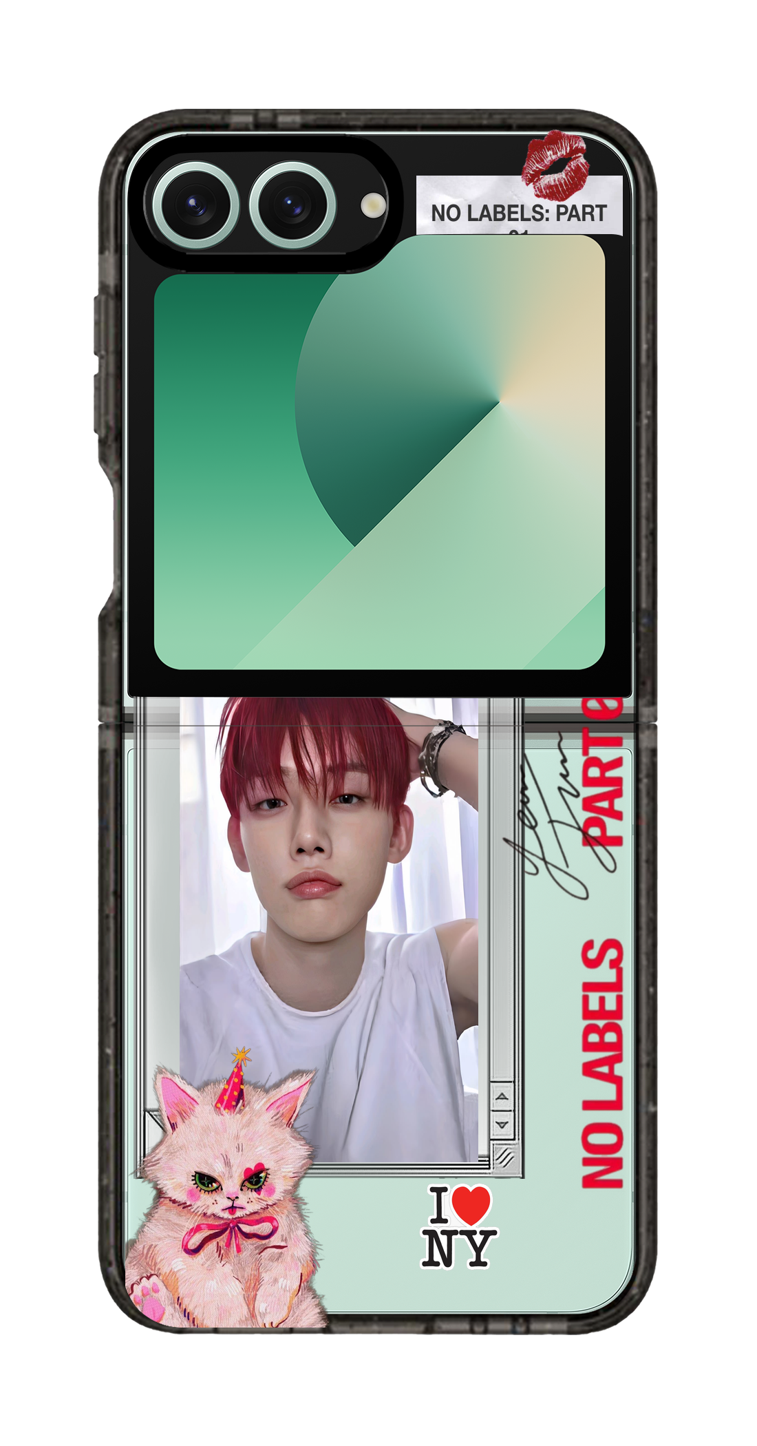 PixVoices rendered material preview - 3857 - Clear Black Galaxy Flip Case
