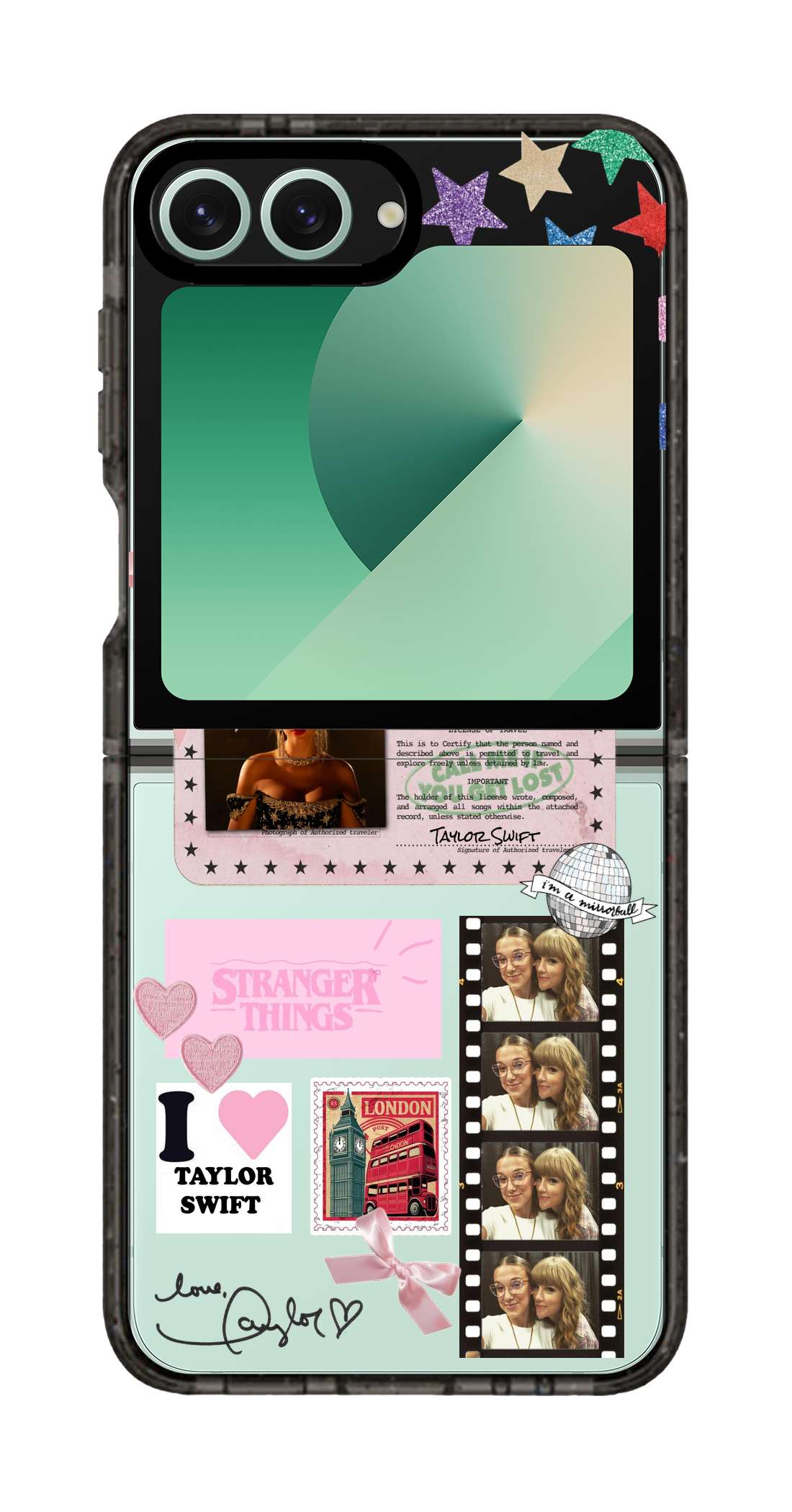 PixVoices rendered material preview - 3858 - Clear Black Galaxy Flip Case