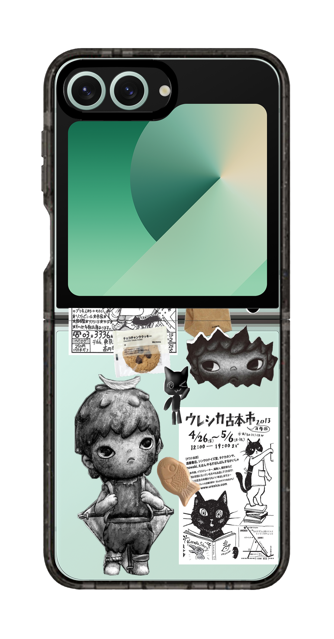 PixVoices rendered material preview - 3882 - Clear Black Galaxy Flip Case