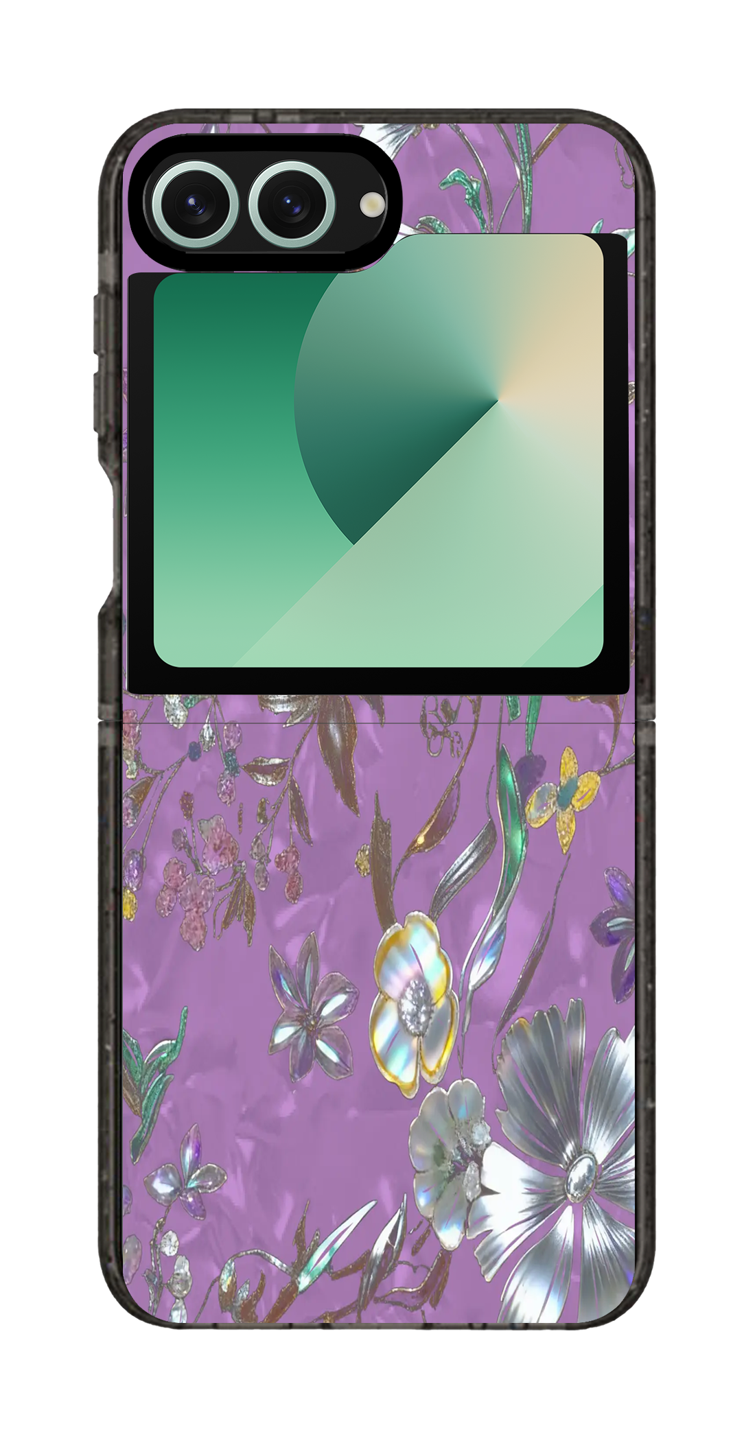 PixVoices rendered material preview - 4045 - Clear Black Galaxy Flip Case