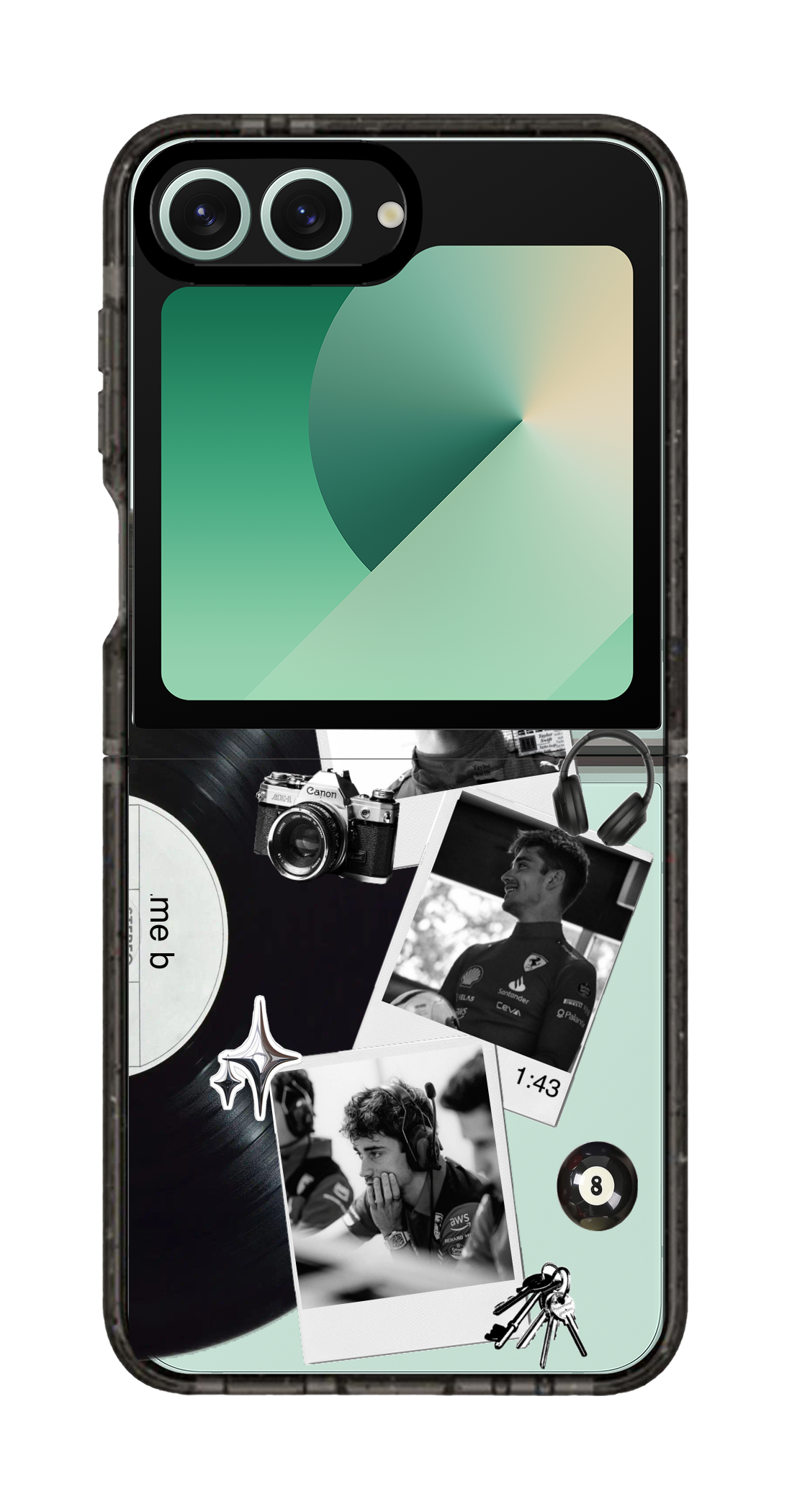 PixVoices rendered material preview - 4146 - Clear Black Galaxy Flip Case