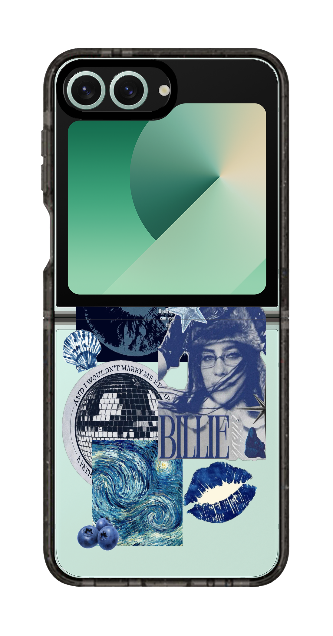 PixVoices rendered material preview - 5844 - Clear Black Galaxy Flip Case
