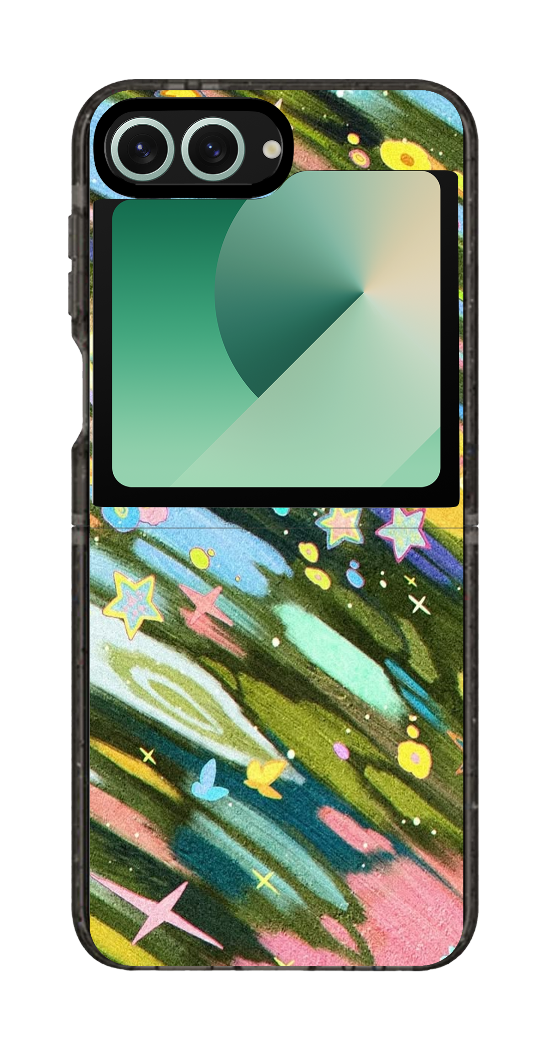 PixVoices rendered material preview - 6098 - Clear Black Galaxy Flip Case