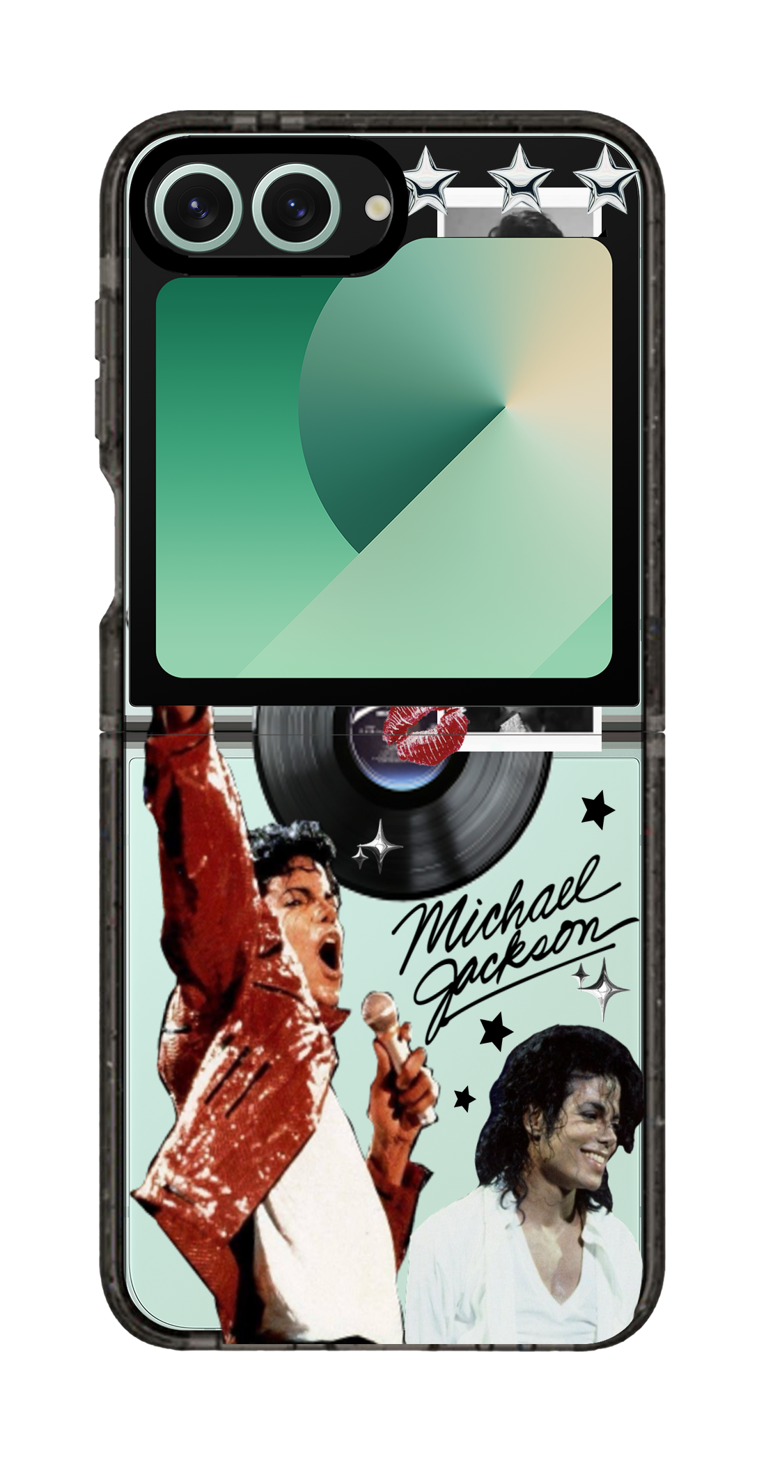 PixVoices rendered material preview - 6399 - Clear Black Galaxy Flip Case
