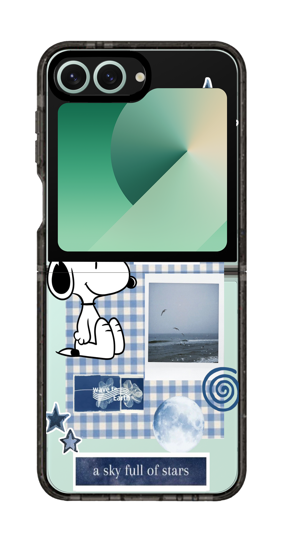 PixVoices rendered material preview - 6709 - Clear Black Galaxy Flip Case