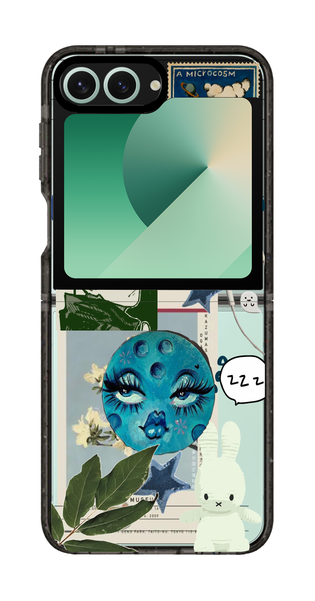 PixVoices rendered material preview - 6816 - Clear Black Galaxy Flip Case
