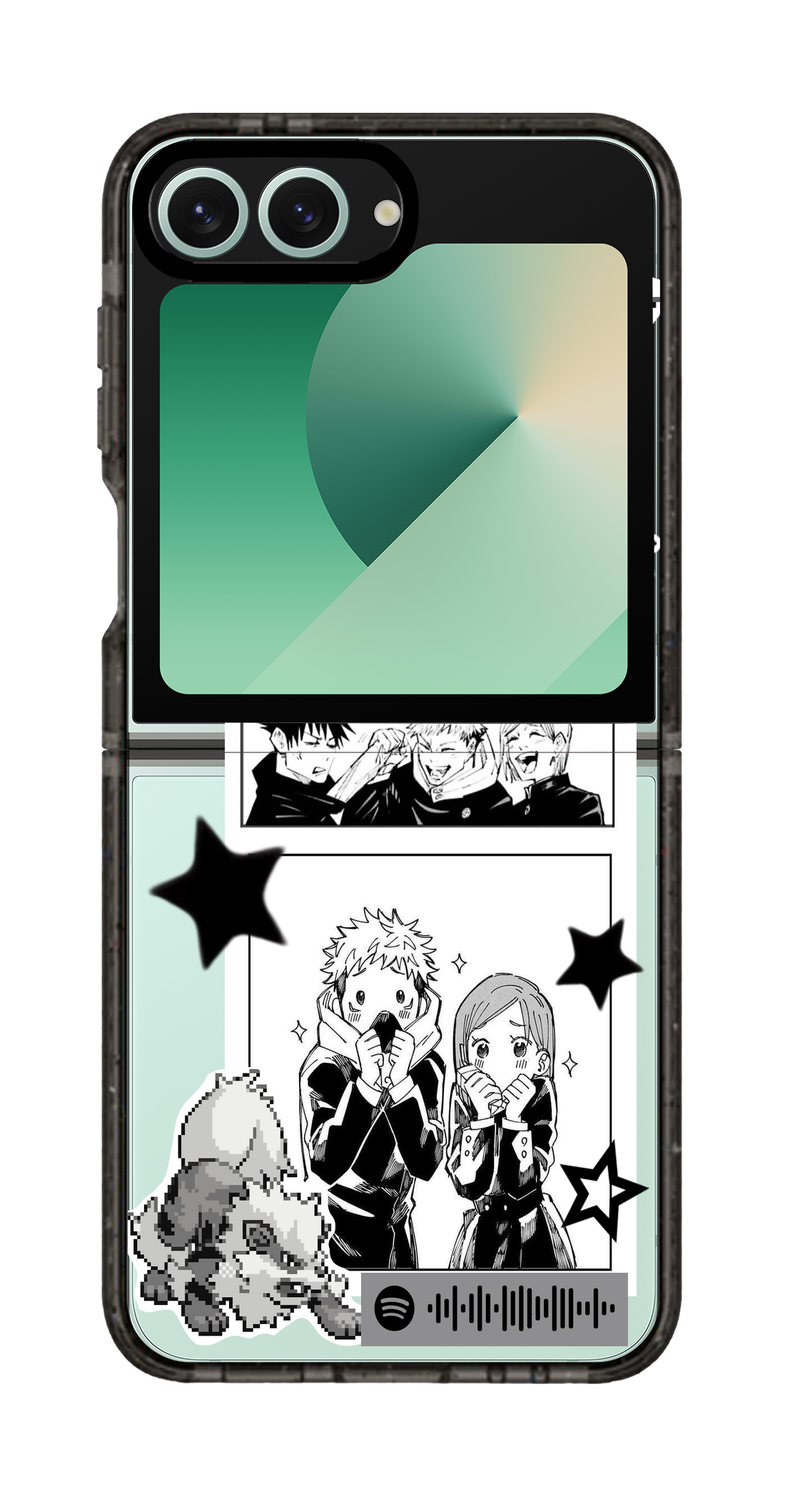 PixVoices rendered material preview - 5515 - Clear Black Galaxy Flip Case