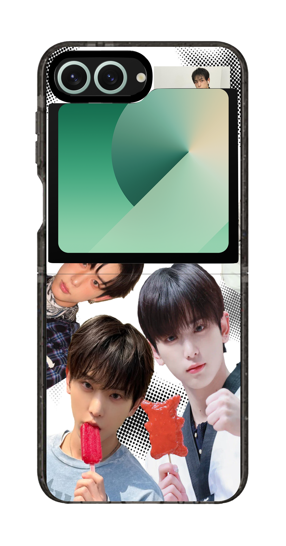 PixVoices rendered material preview - 6342 - Clear Black Galaxy Flip Case