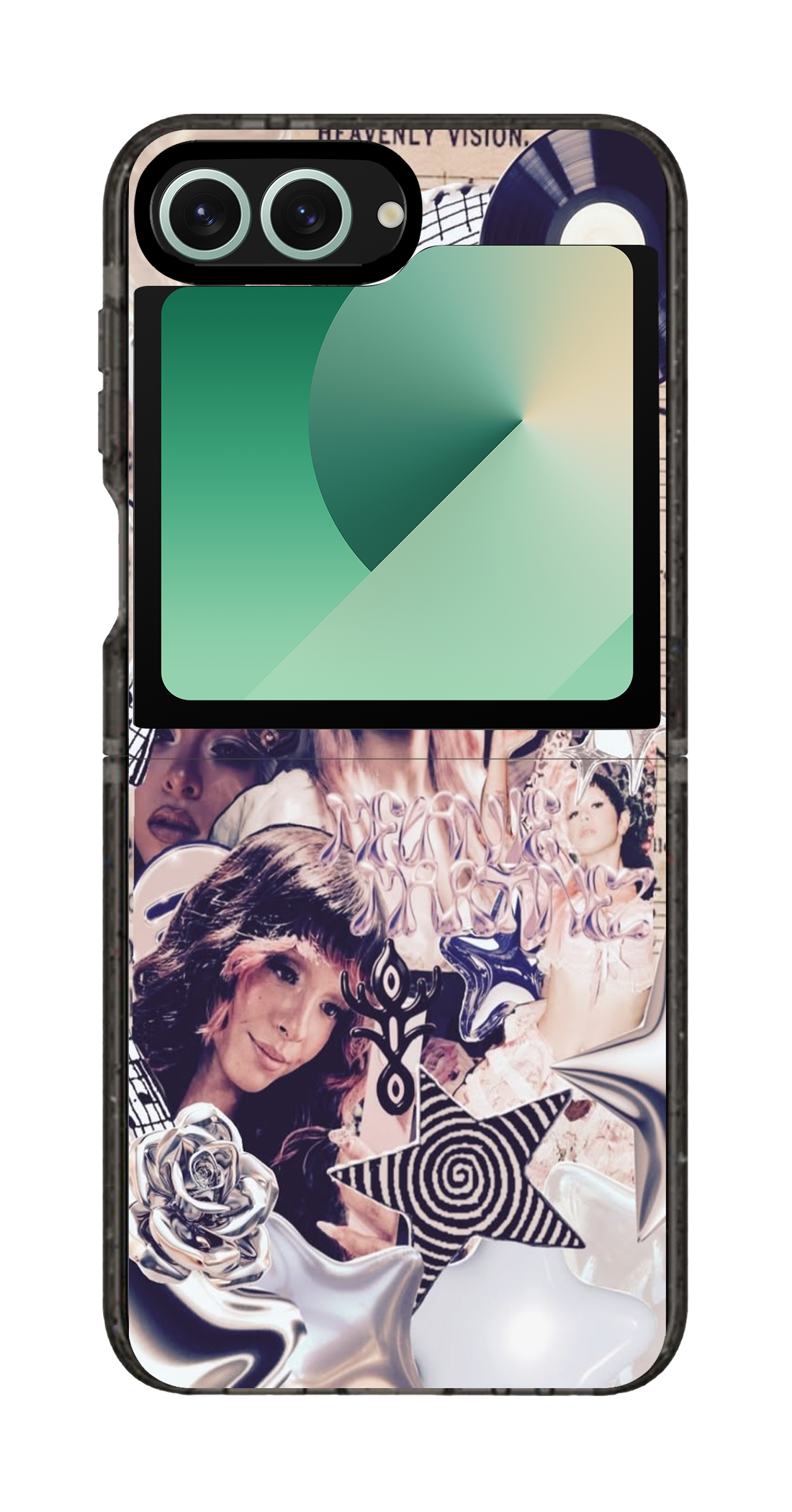 PixVoices rendered material preview - 6177 - Clear Black Galaxy Flip Case