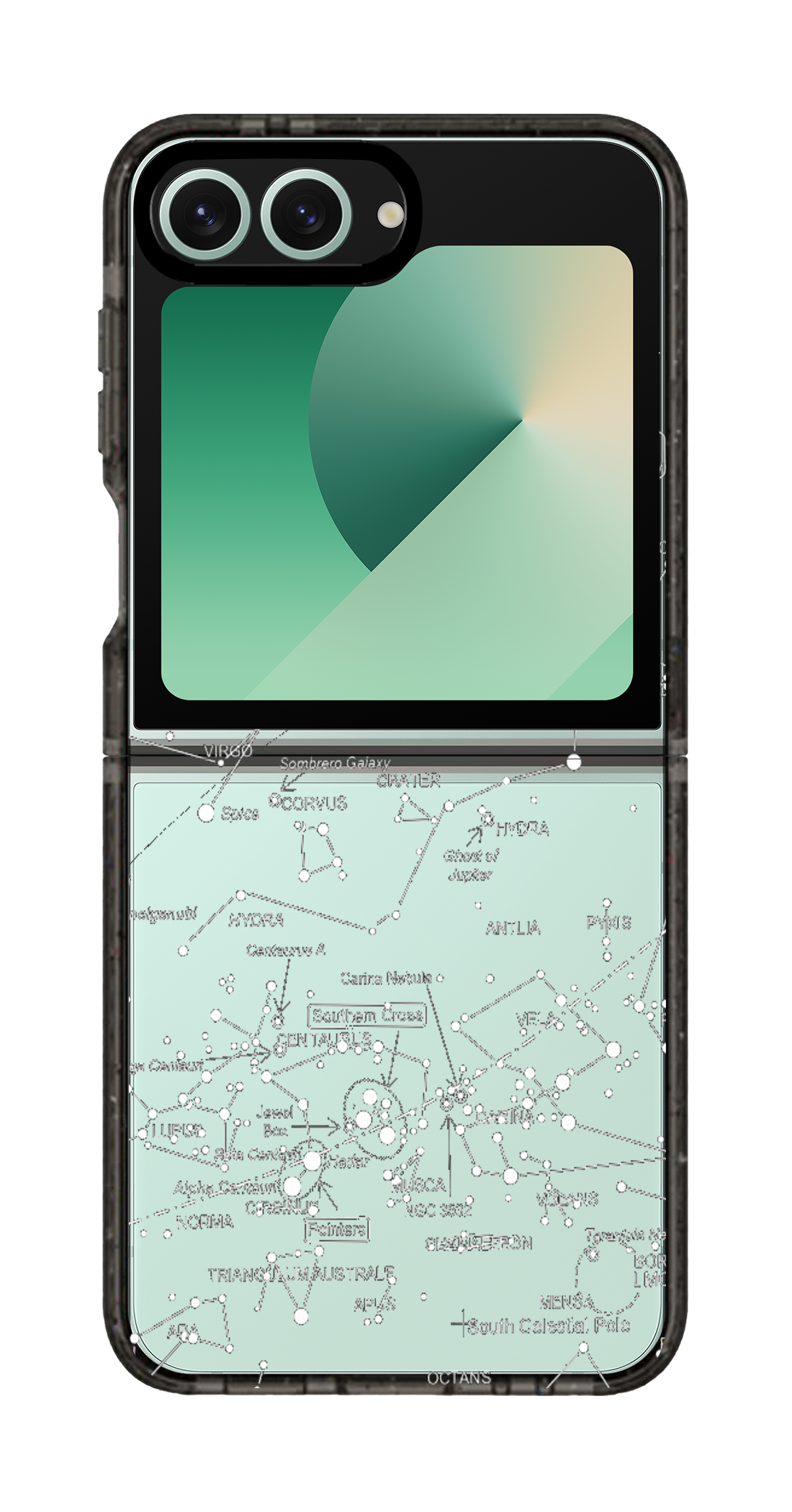 PixVoices rendered material preview - 6067 - Clear Black Galaxy Flip Case