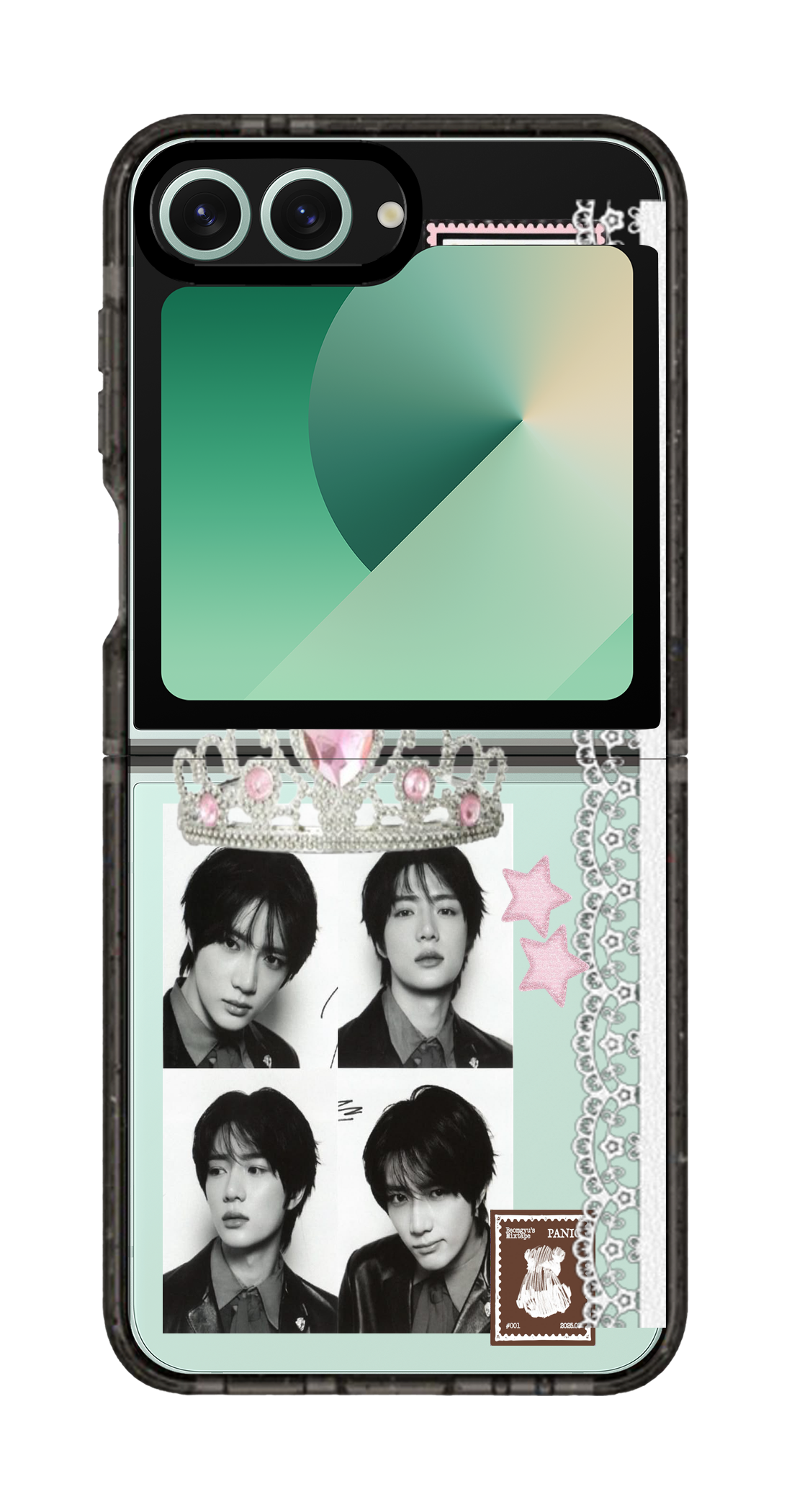 PixVoices rendered material preview - 5945 - Clear Black Galaxy Flip Case