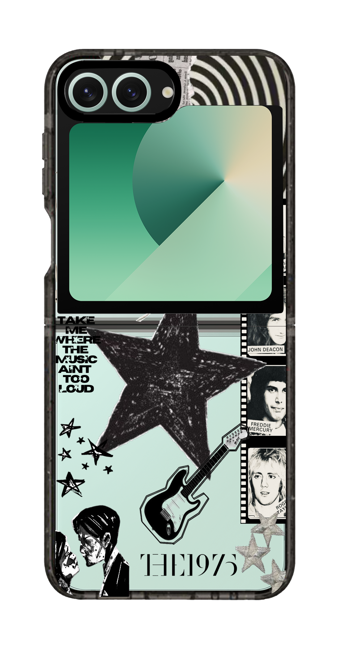 PixVoices rendered material preview - 5929 - Clear Black Galaxy Flip Case