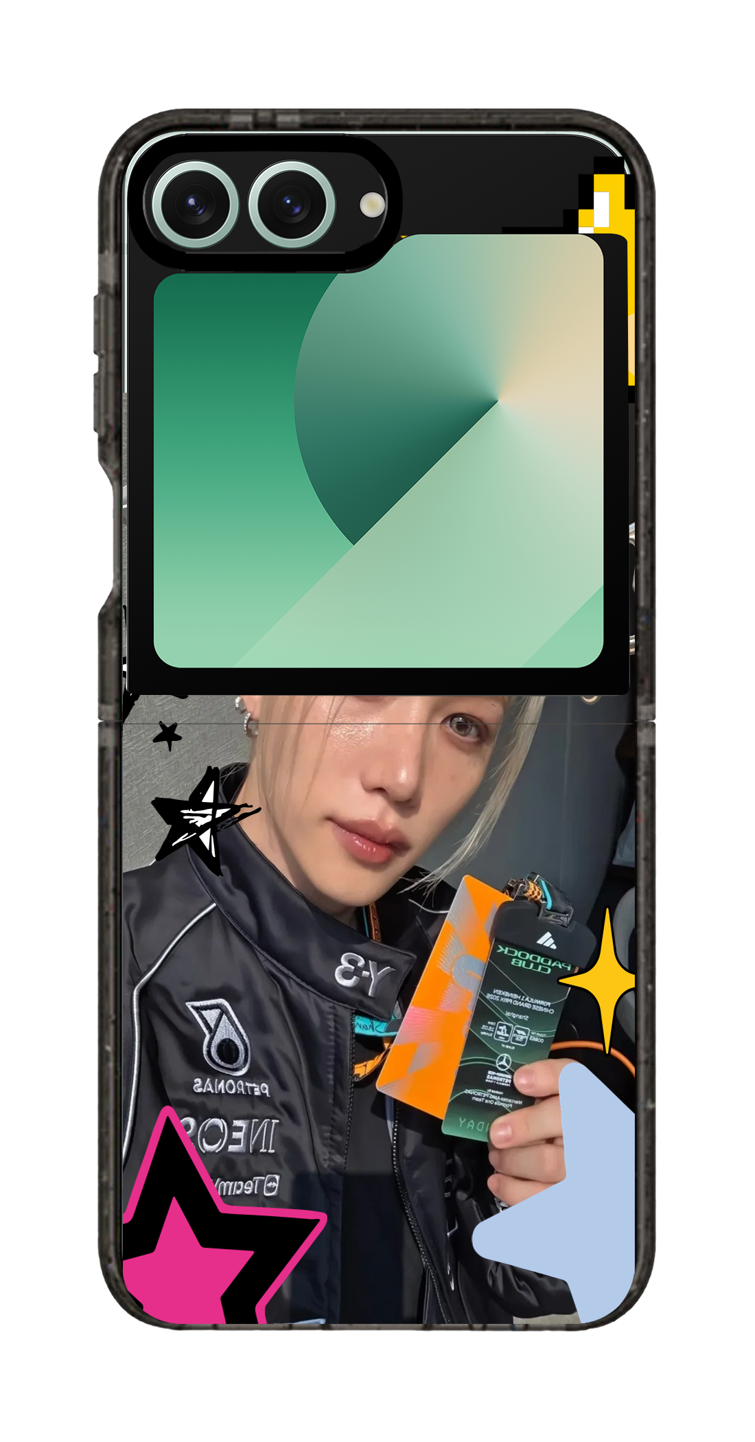 PixVoices rendered material preview - 5829 - Clear Black Galaxy Flip Case
