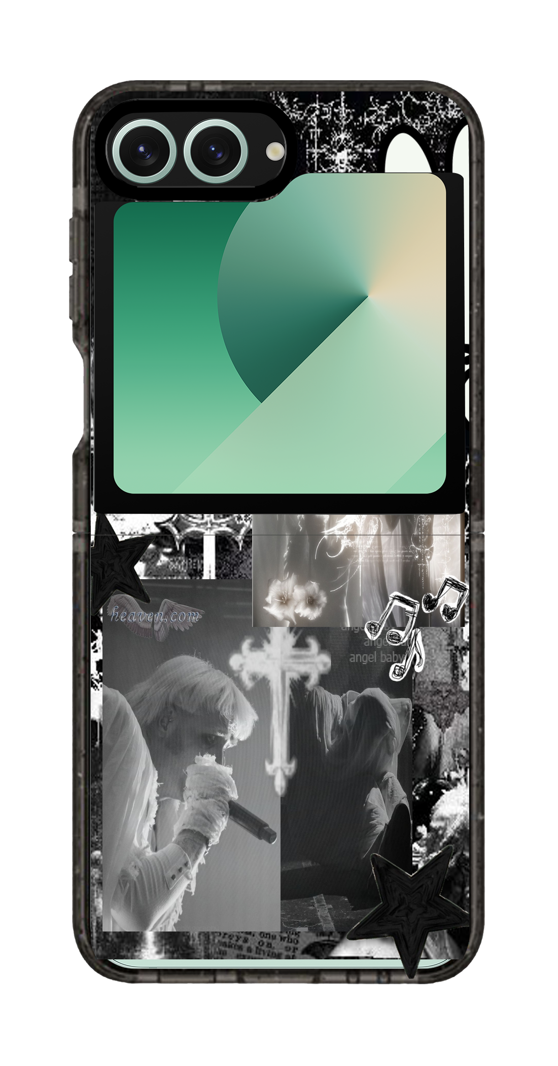 PixVoices rendered material preview - 6343 - Clear Black Galaxy Flip Case