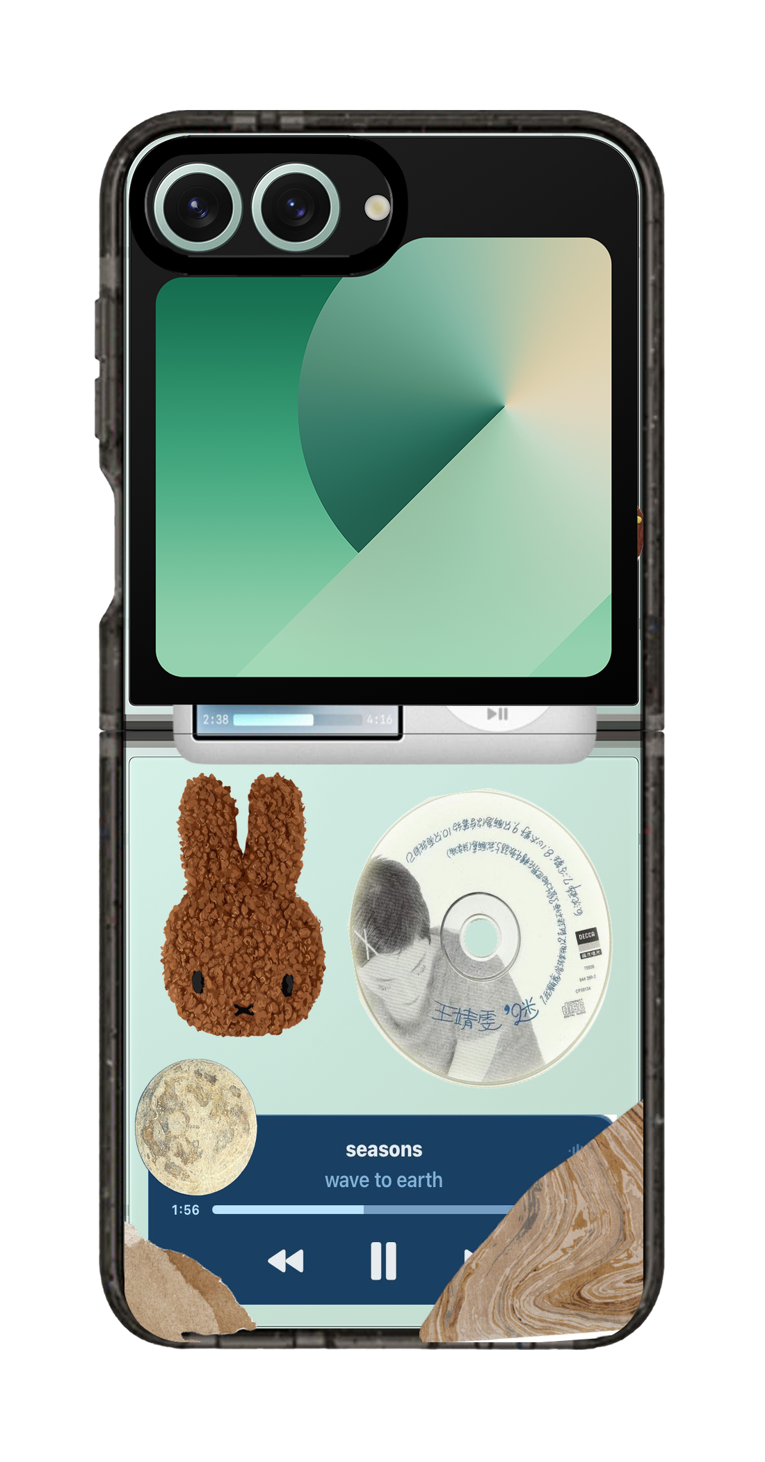 PixVoices rendered material preview - 6329 - Clear Black Galaxy Flip Case