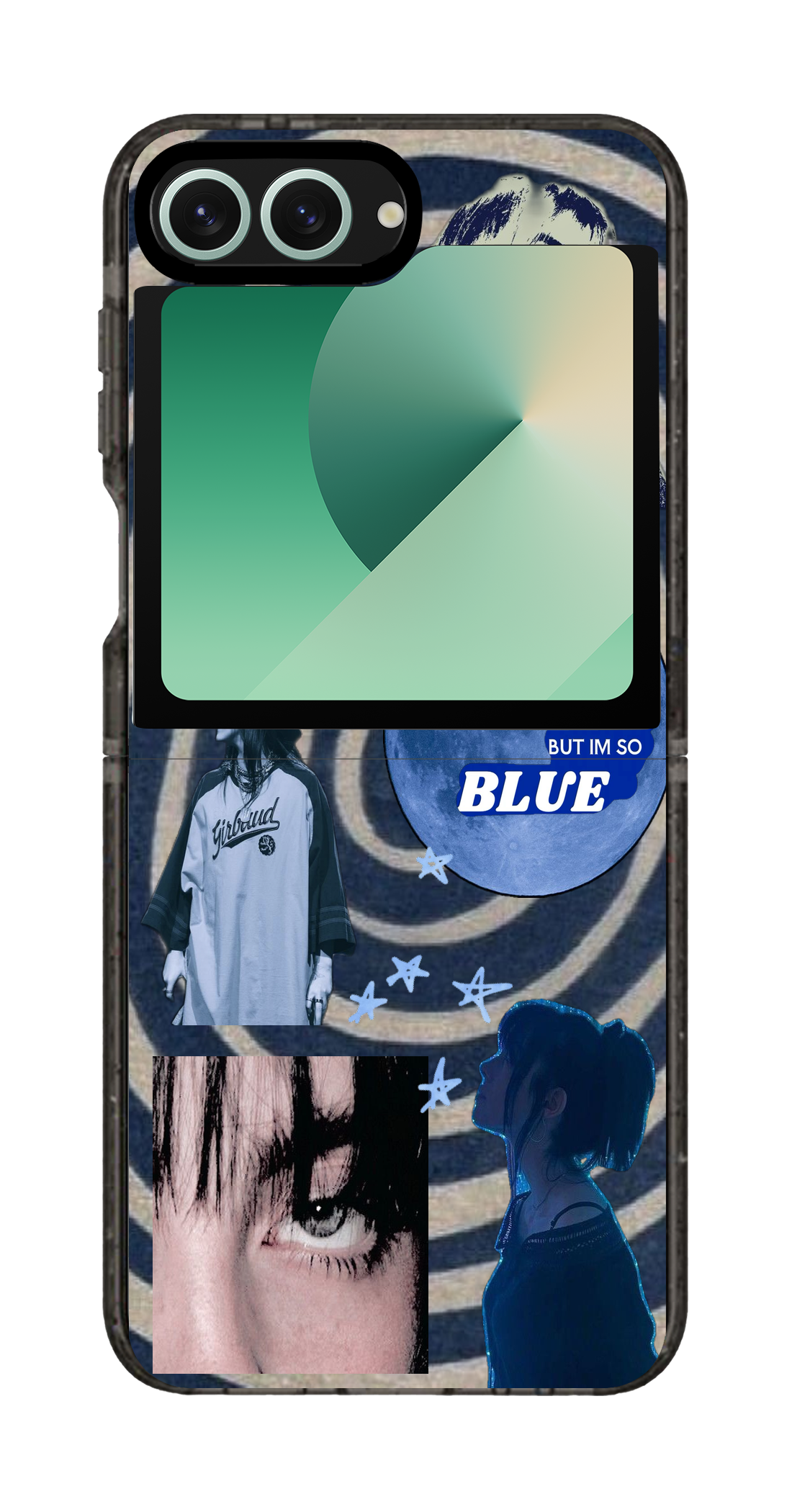 PixVoices rendered material preview - 5663 - Clear Black Galaxy Flip Case