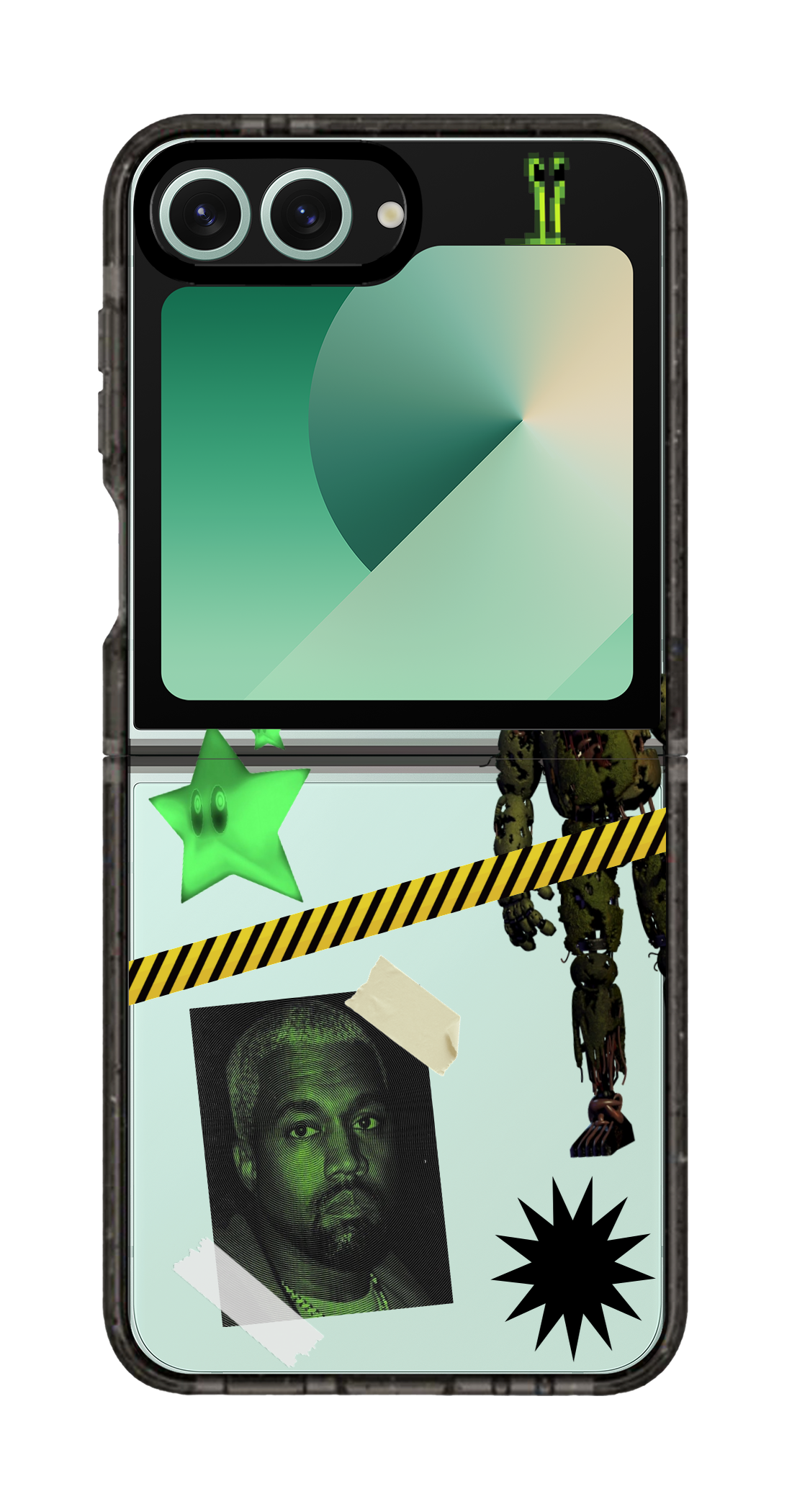 PixVoices rendered material preview - 5658 - Clear Black Galaxy Flip Case