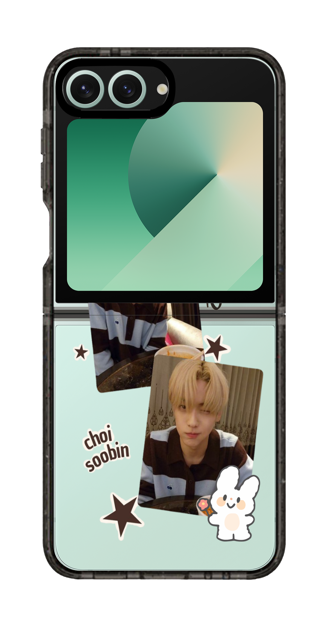 PixVoices rendered material preview - 5657 - Clear Black Galaxy Flip Case