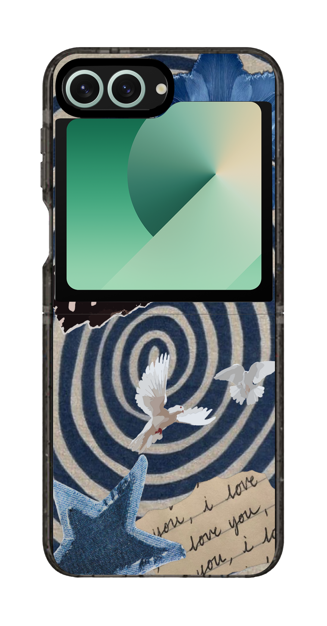 PixVoices rendered material preview - 5588 - Clear Black Galaxy Flip Case