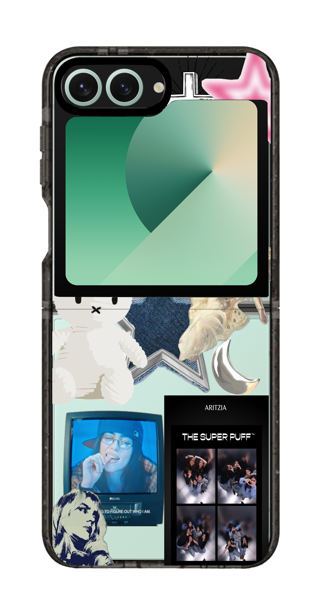 PixVoices rendered material preview - 5550 - Clear Black Galaxy Flip Case