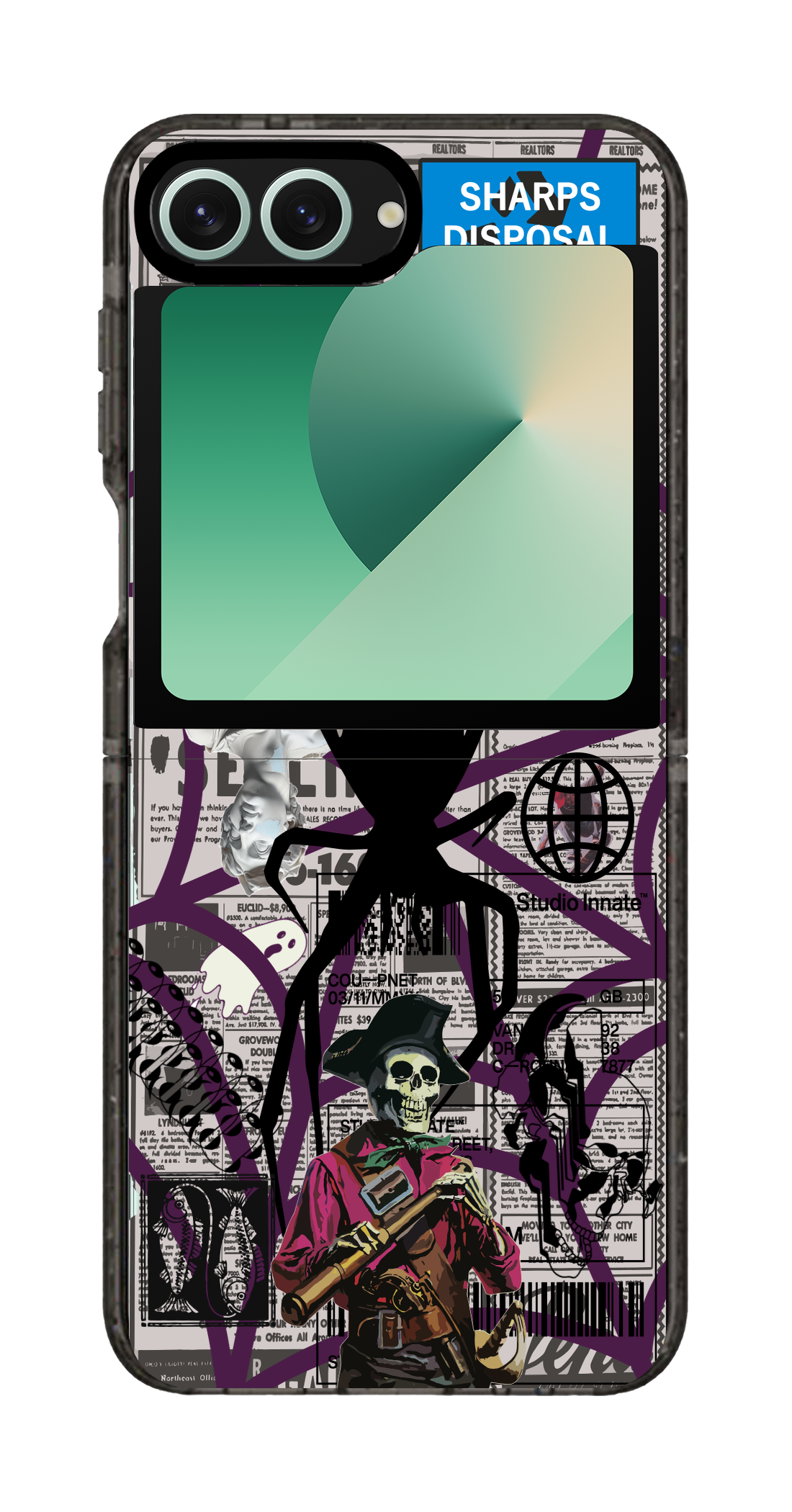 PixVoices rendered material preview - 4331 - Clear Black Galaxy Flip Case