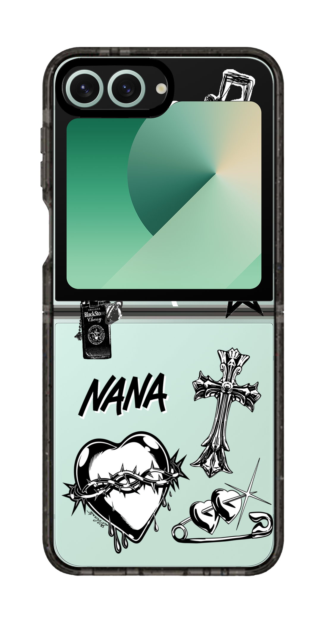 PixVoices rendered material preview - 4705 - Clear Black Galaxy Flip Case