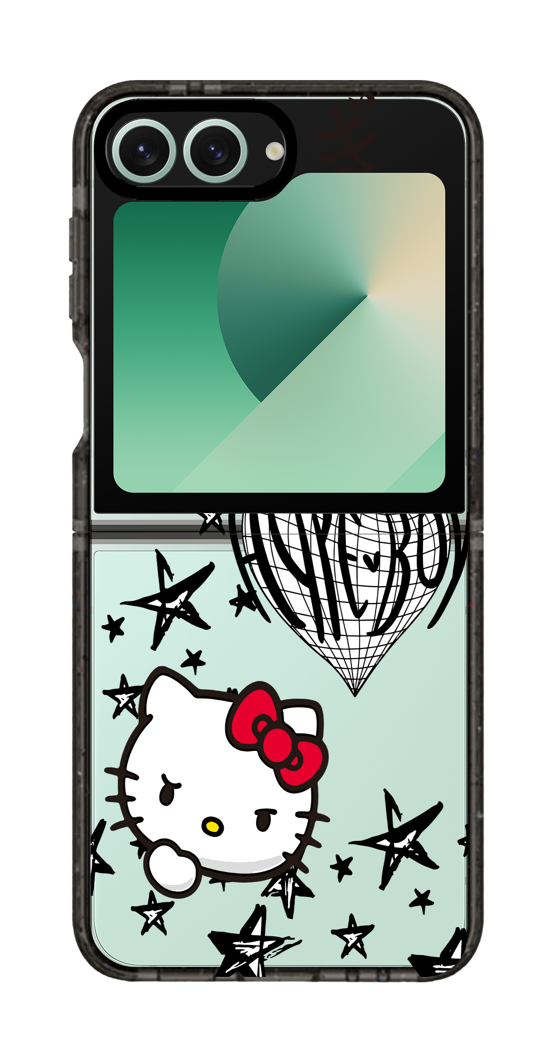 PixVoices rendered material preview - 4741 - Clear Black Galaxy Flip Case