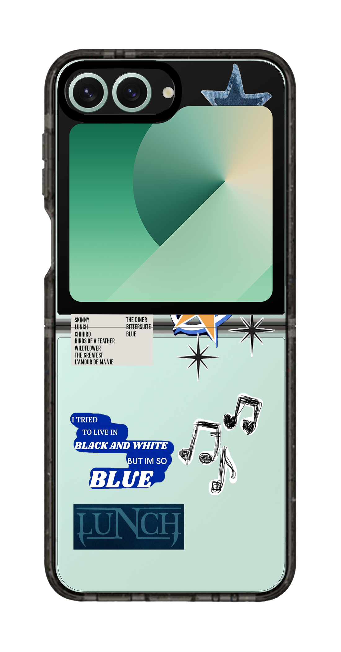PixVoices rendered material preview - 4610 - Clear Black Galaxy Flip Case