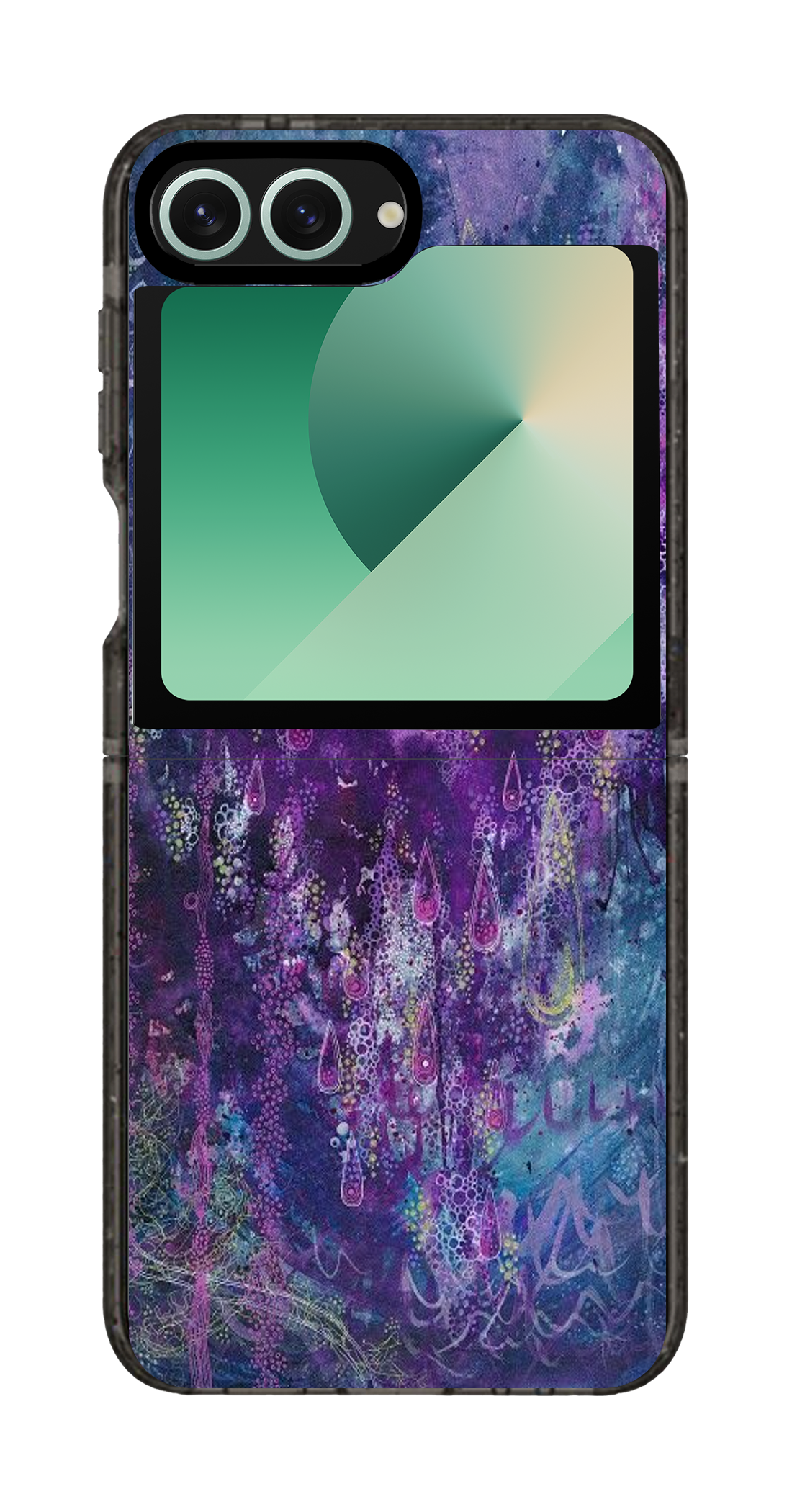 PixVoices rendered material preview - 4450 - Clear Black Galaxy Flip Case