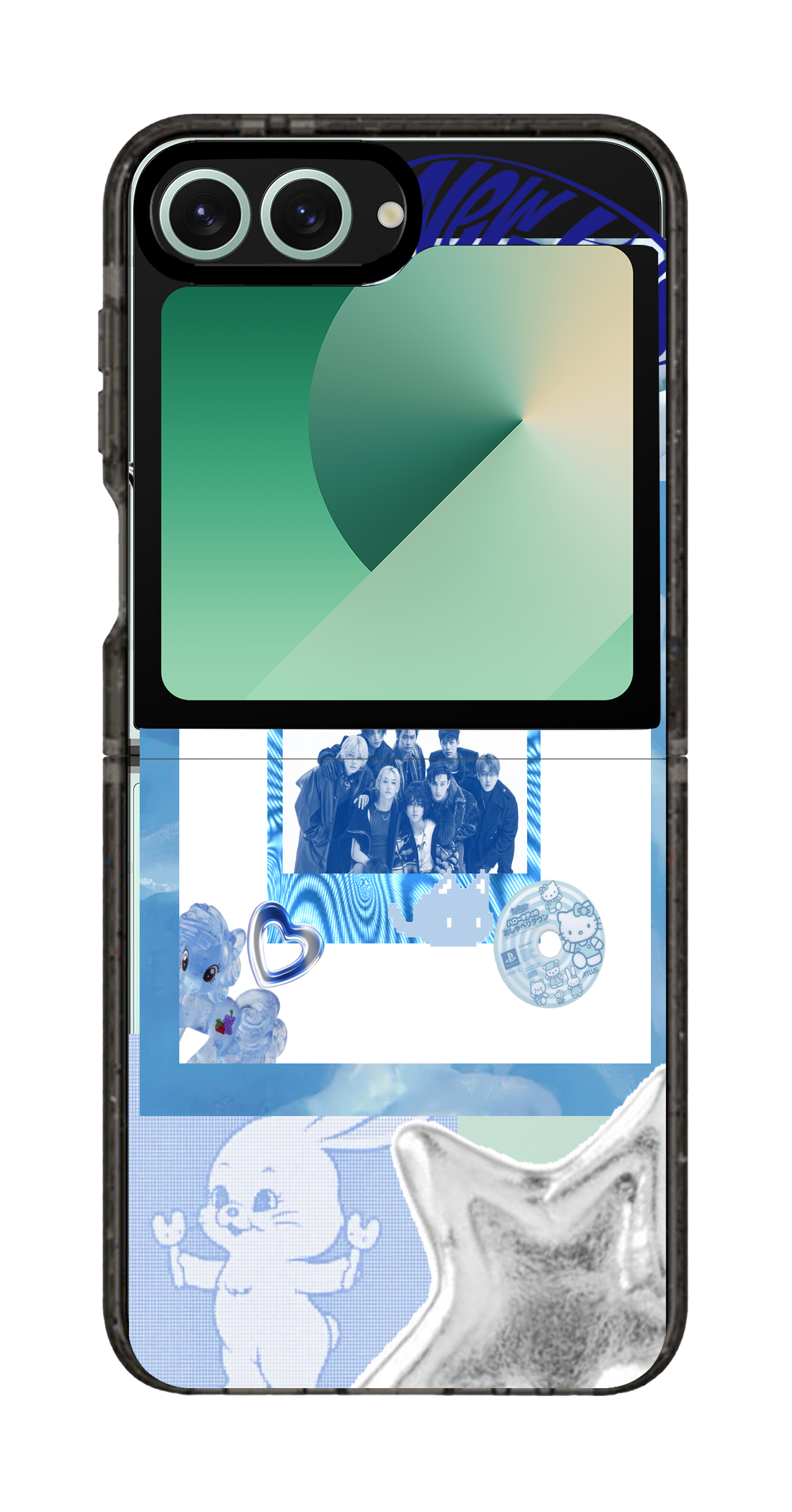 PixVoices rendered material preview - 4410 - Clear Black Galaxy Flip Case