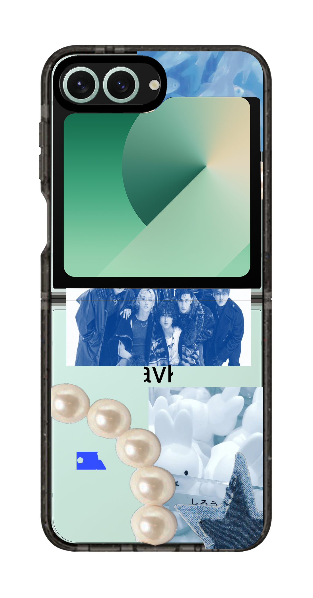 PixVoices rendered material preview - 4001 - Clear Black Galaxy Flip Case
