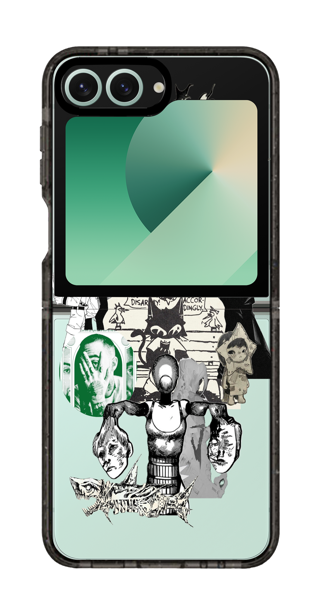 PixVoices rendered material preview - 4017 - Clear Black Galaxy Flip Case