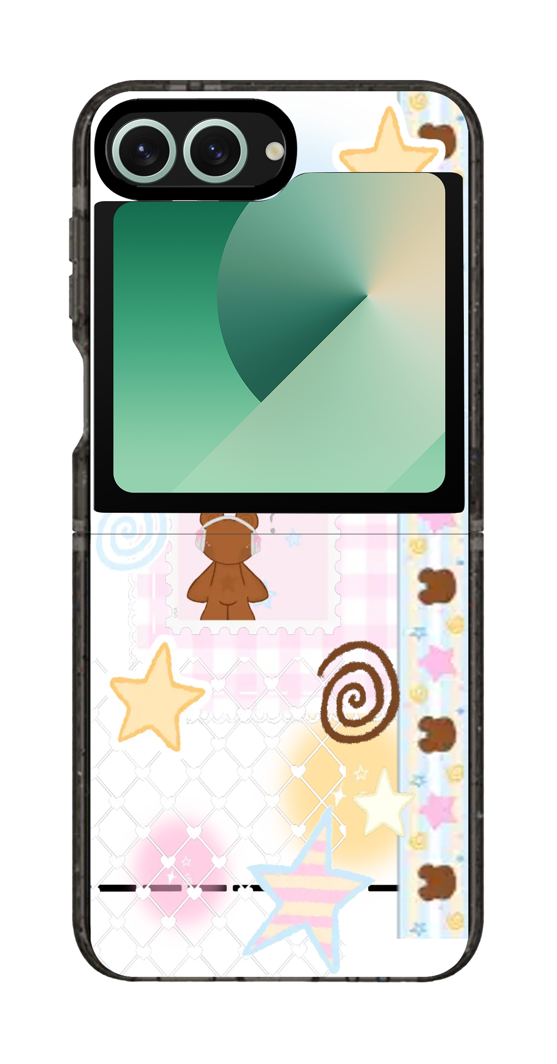 PixVoices rendered material preview - 4009 - Clear Black Galaxy Flip Case