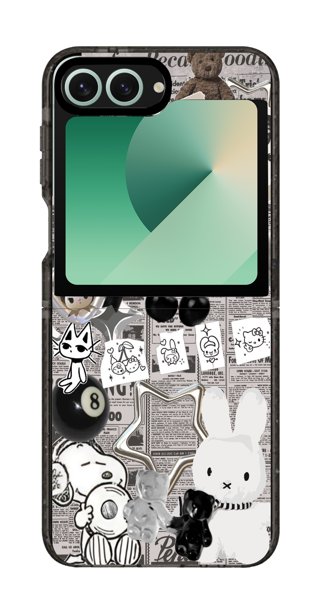 PixVoices rendered material preview - 3552 - Clear Black Galaxy Flip Case
