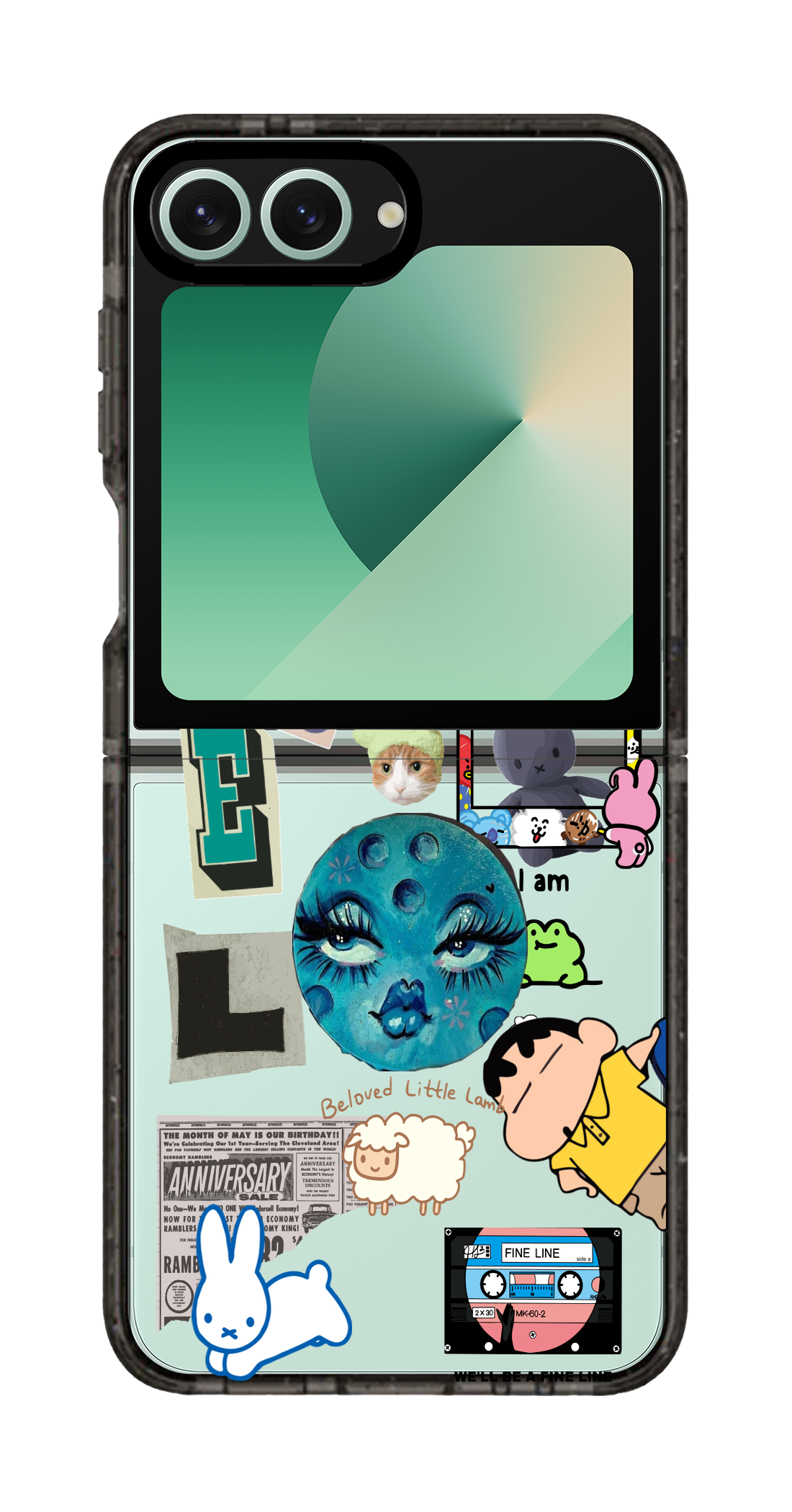 PixVoices rendered material preview - 3319 - Clear Black Galaxy Flip Case