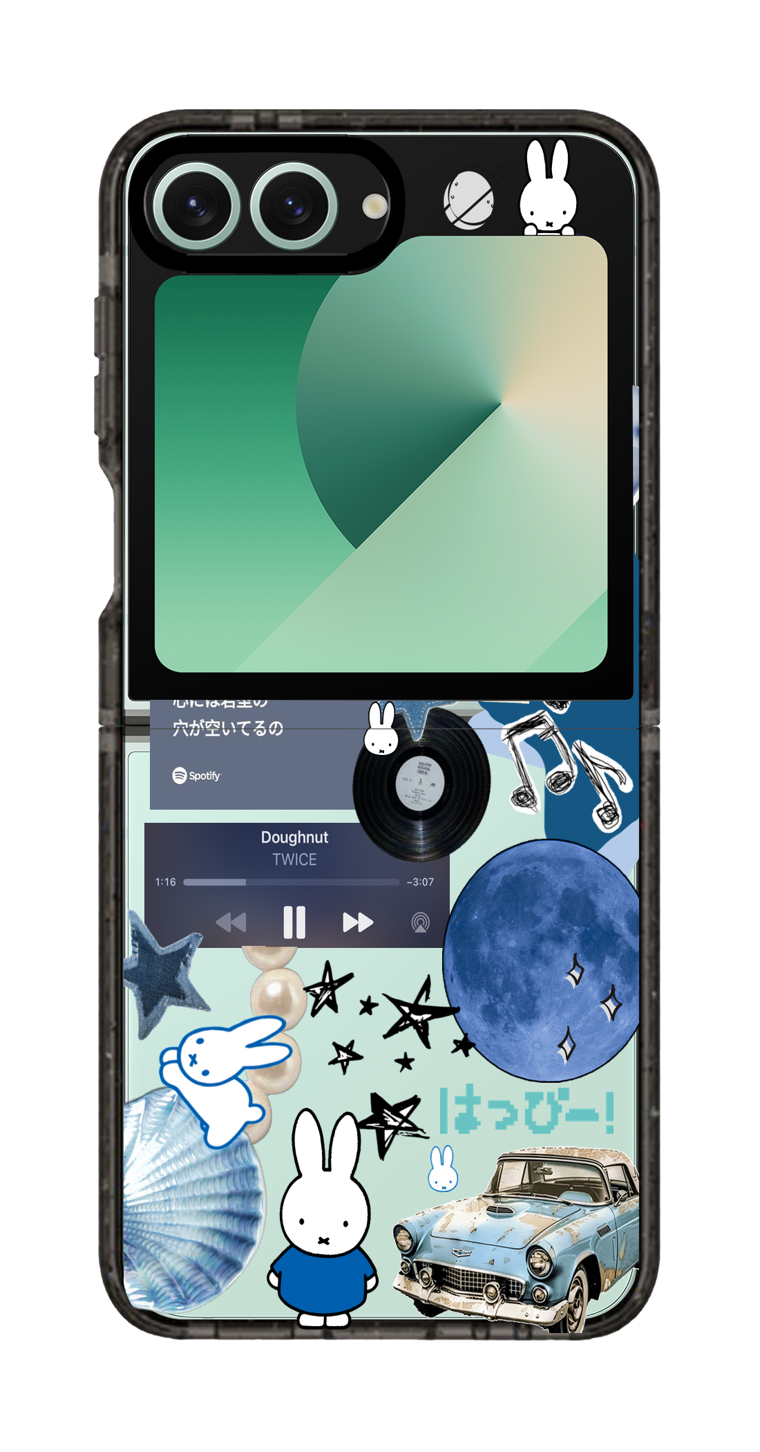 PixVoices rendered material preview - 3349 - Clear Black Galaxy Flip Case