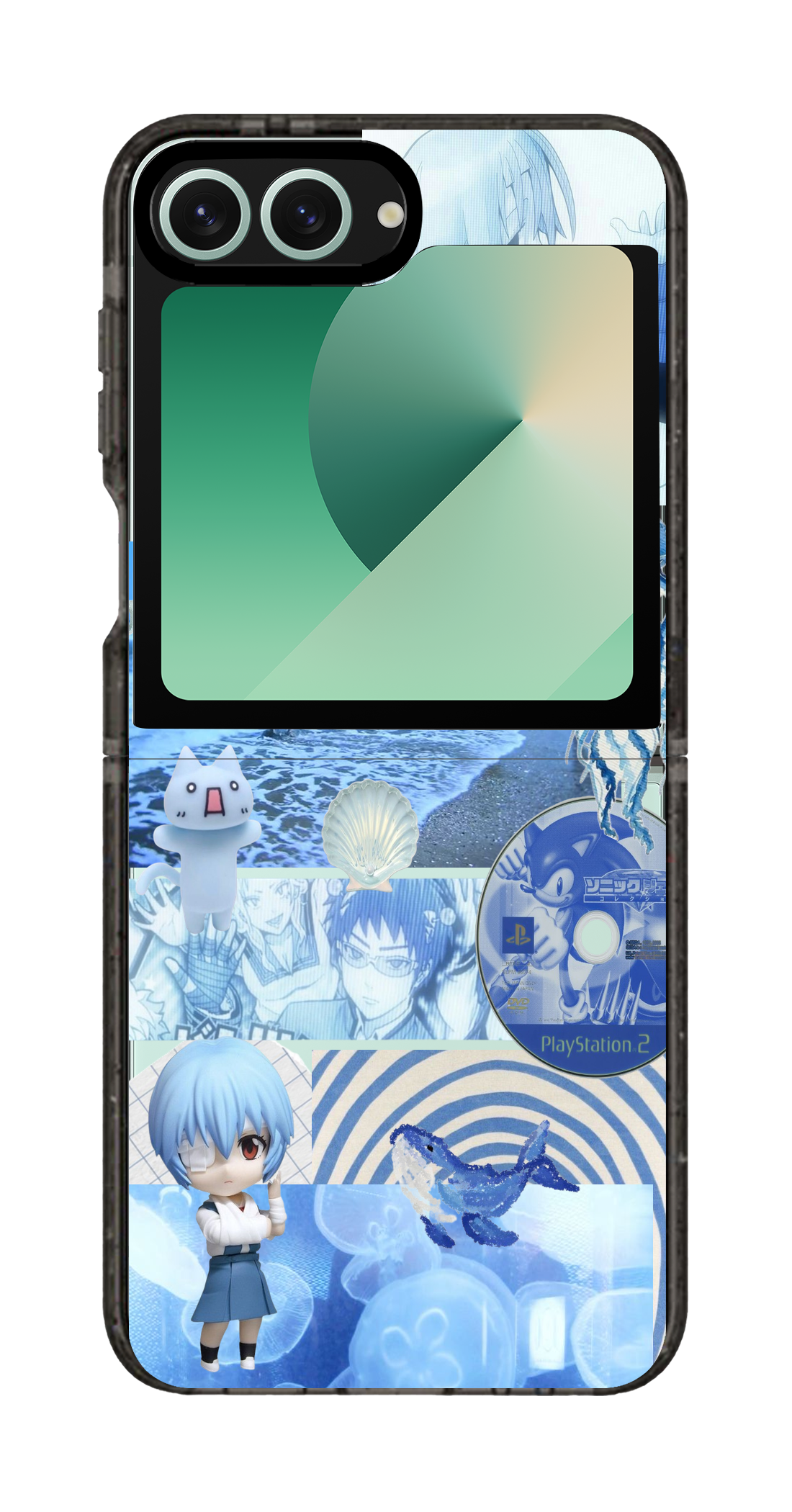 PixVoices rendered material preview - 3020 - Clear Black Galaxy Flip Case