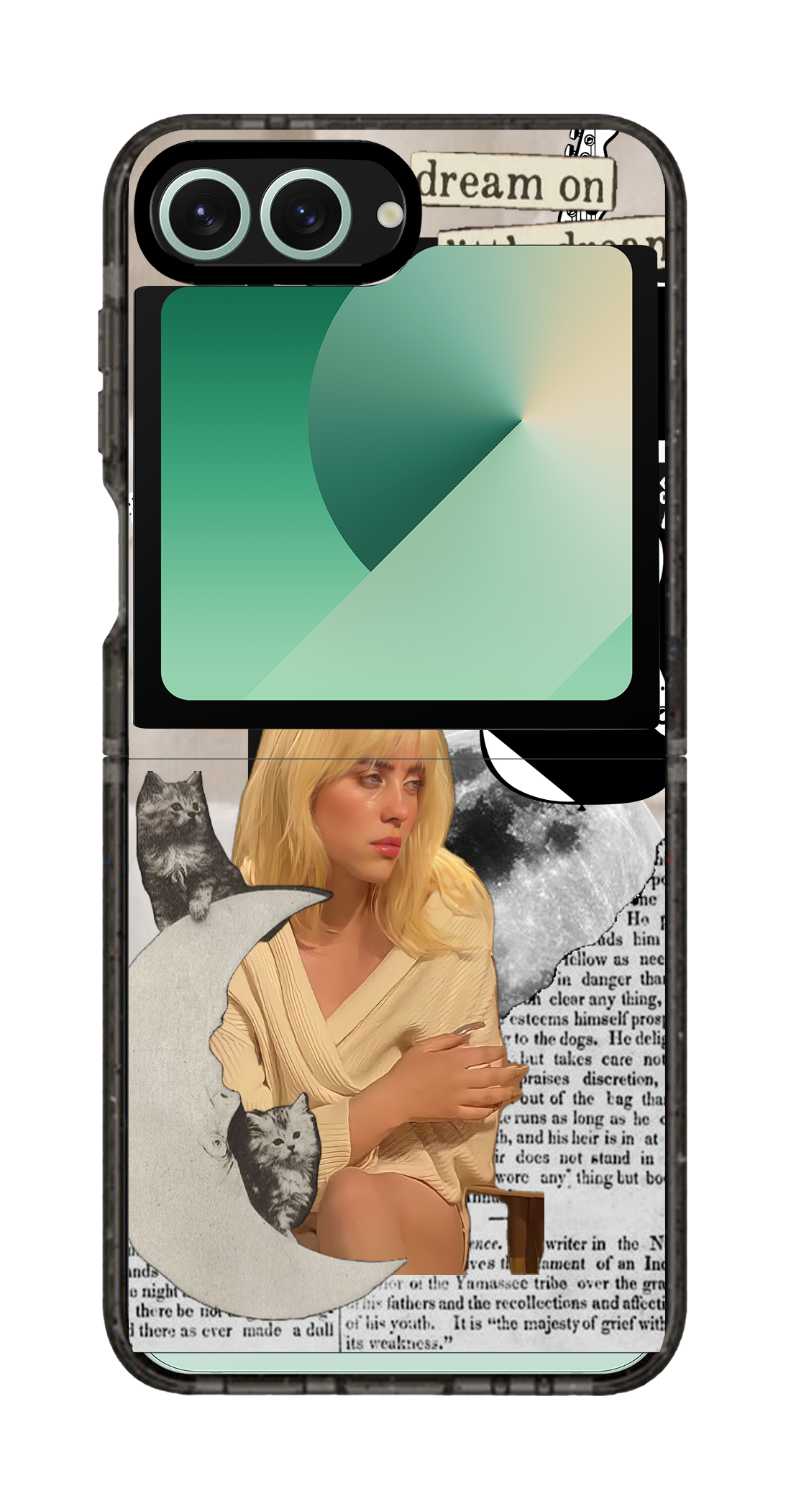 PixVoices rendered material preview - 3006 - Clear Black Galaxy Flip Case
