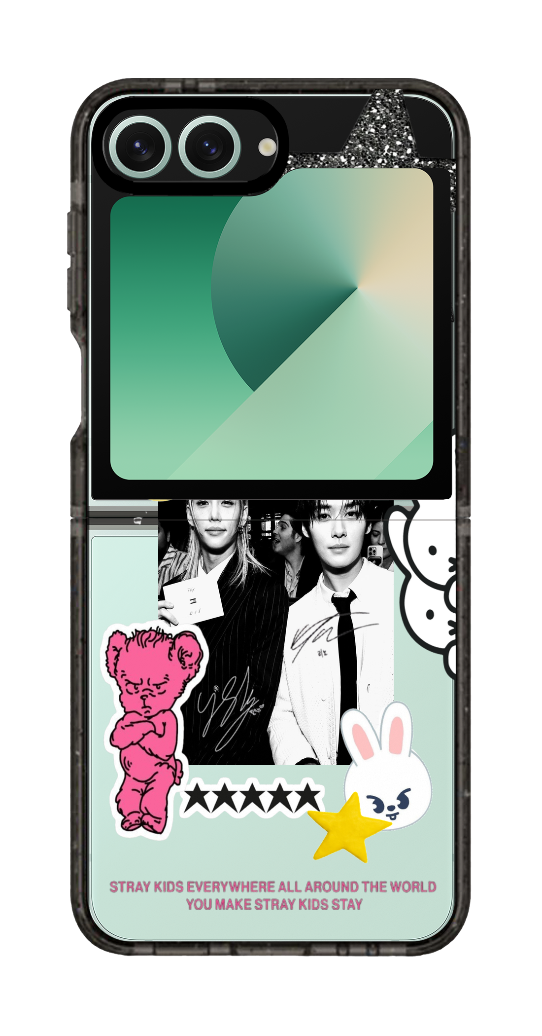 PixVoices rendered material preview - 2970 - Clear Black Galaxy Flip Case