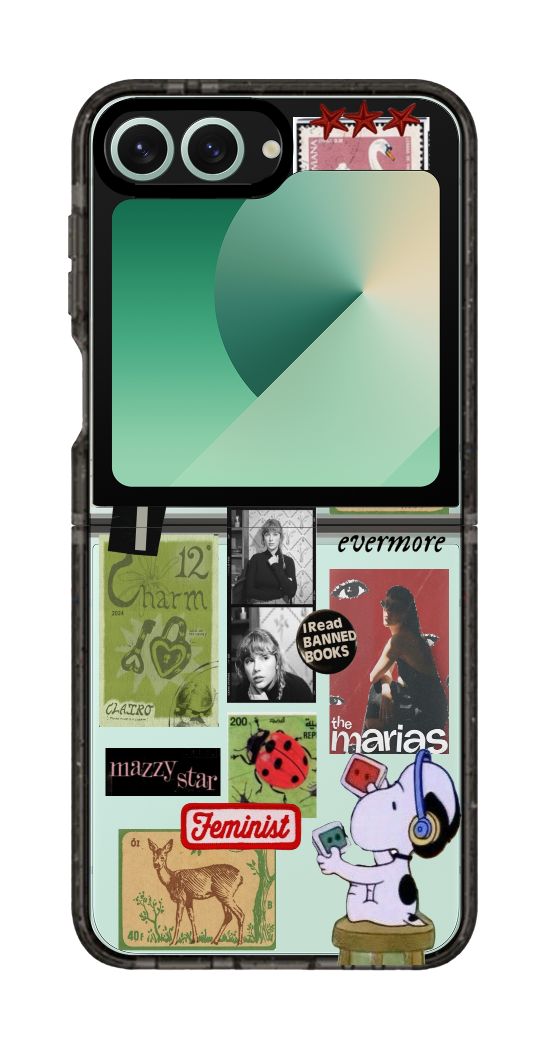 PixVoices rendered material preview - 2857 - Clear Black Galaxy Flip Case