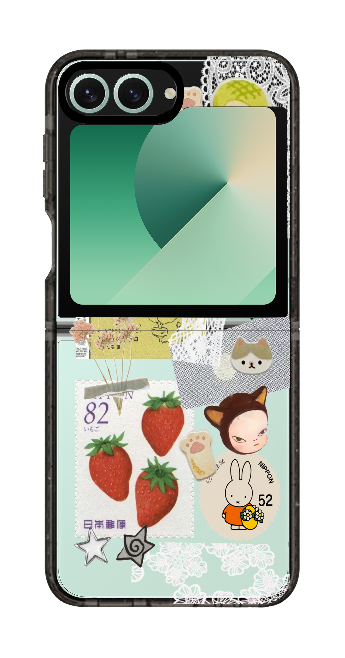 PixVoices rendered material preview - 2821 - Clear Black Galaxy Flip Case