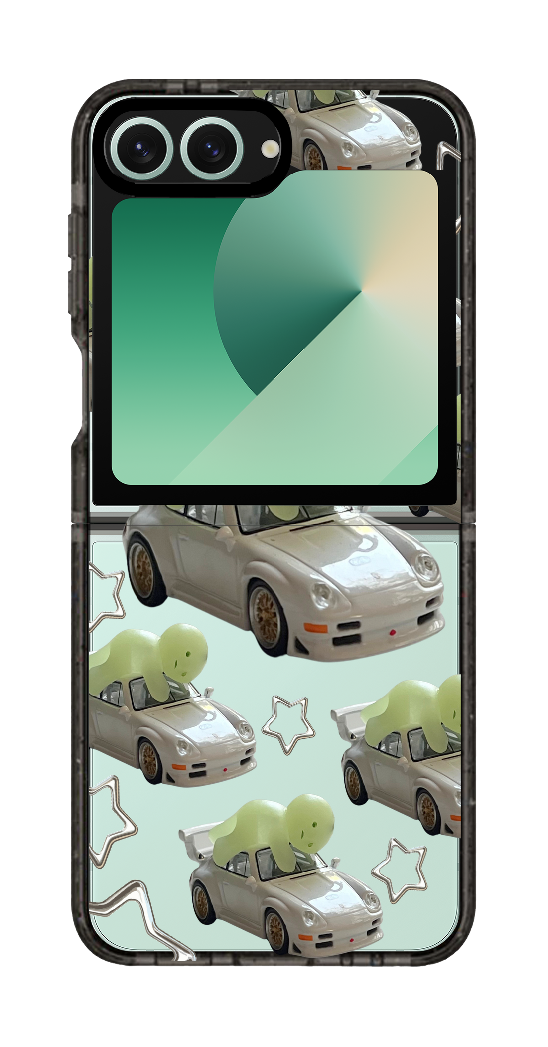 PixVoices rendered material preview - 2817 - Clear Black Galaxy Flip Case