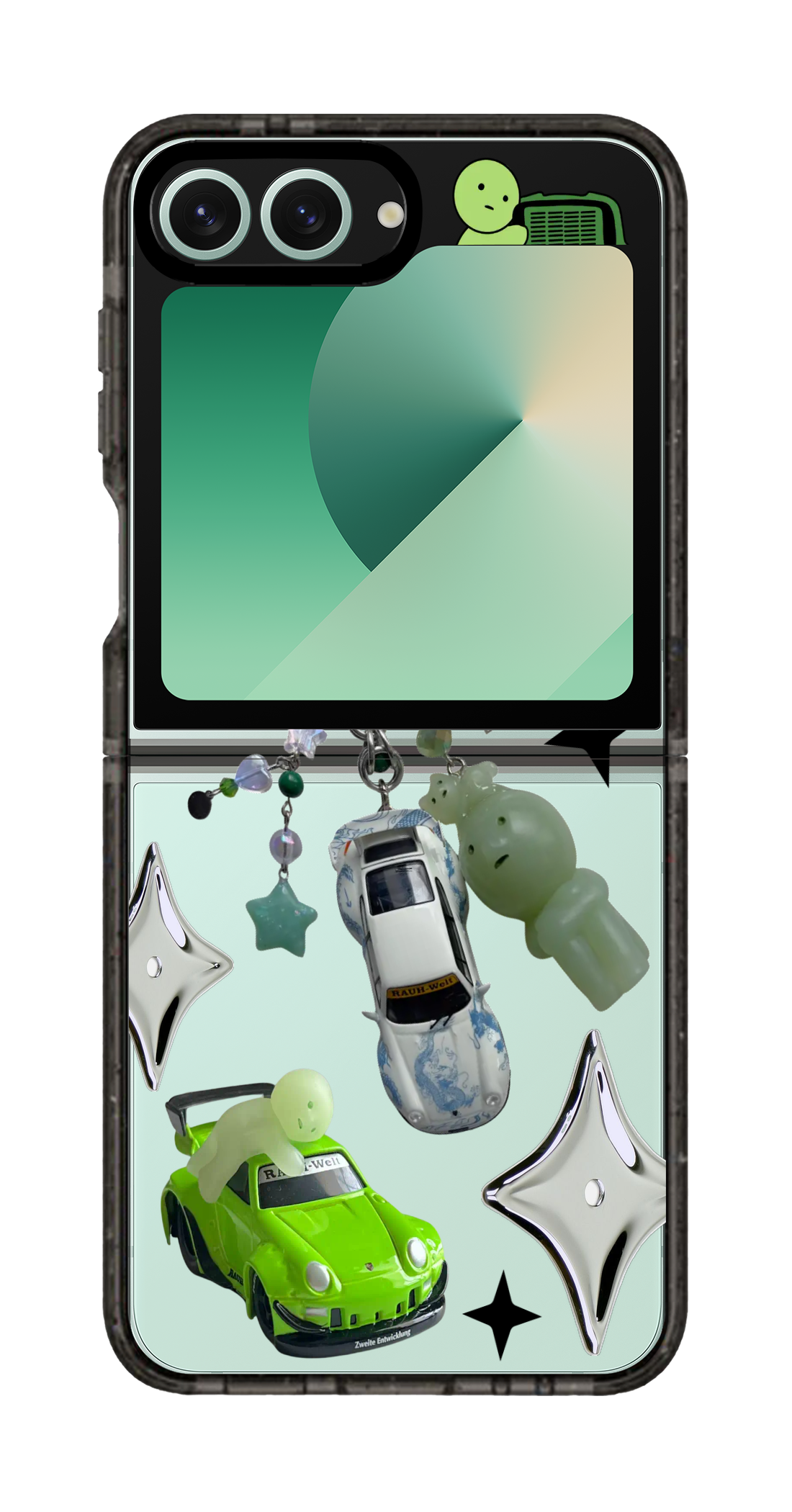 PixVoices rendered material preview - 2818 - Clear Black Galaxy Flip Case