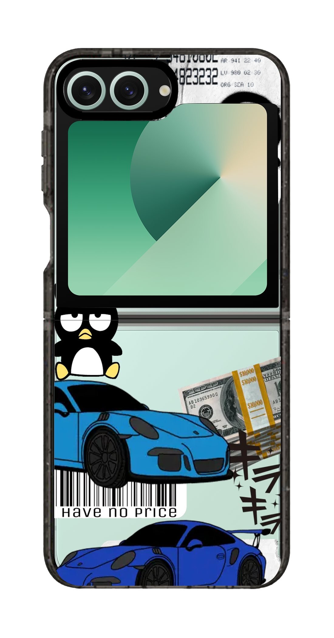 PixVoices rendered material preview - 2819 - Clear Black Galaxy Flip Case