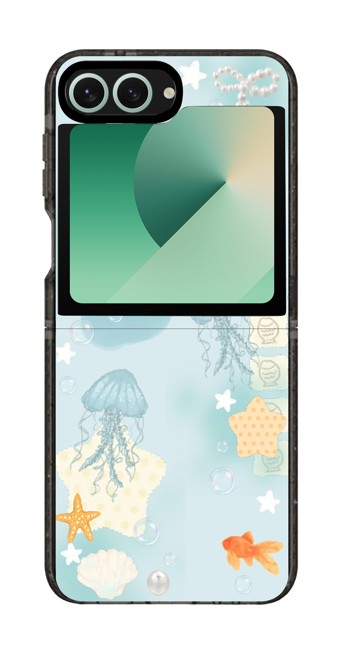 PixVoices rendered material preview - 2787 - Clear Black Galaxy Flip Case