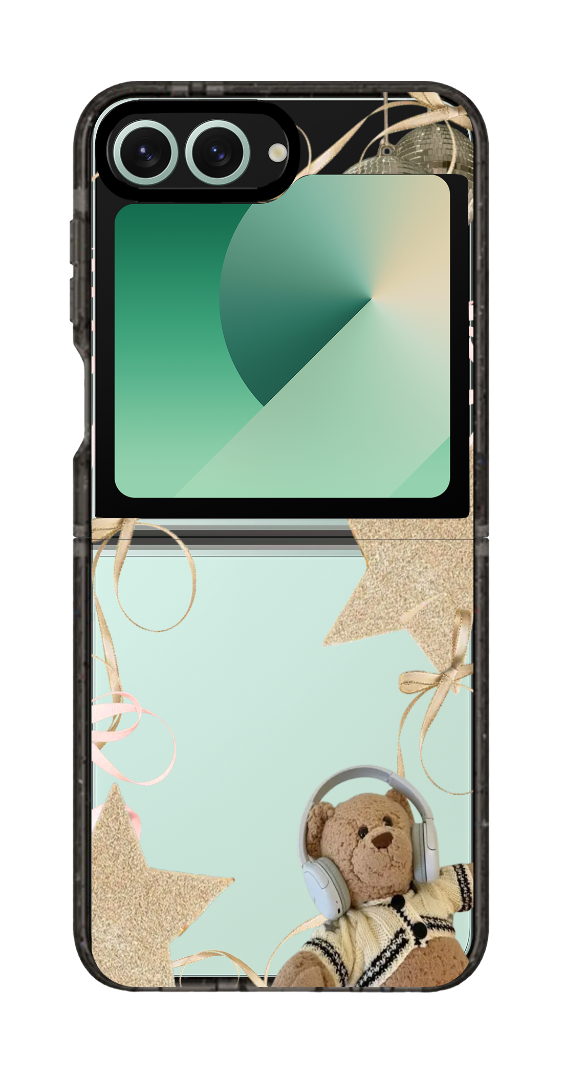 PixVoices rendered material preview - 2783 - Clear Black Galaxy Flip Case