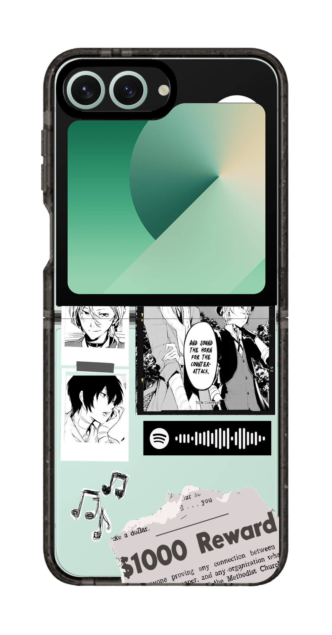 PixVoices rendered material preview - 2547 - Clear Black Galaxy Flip Case