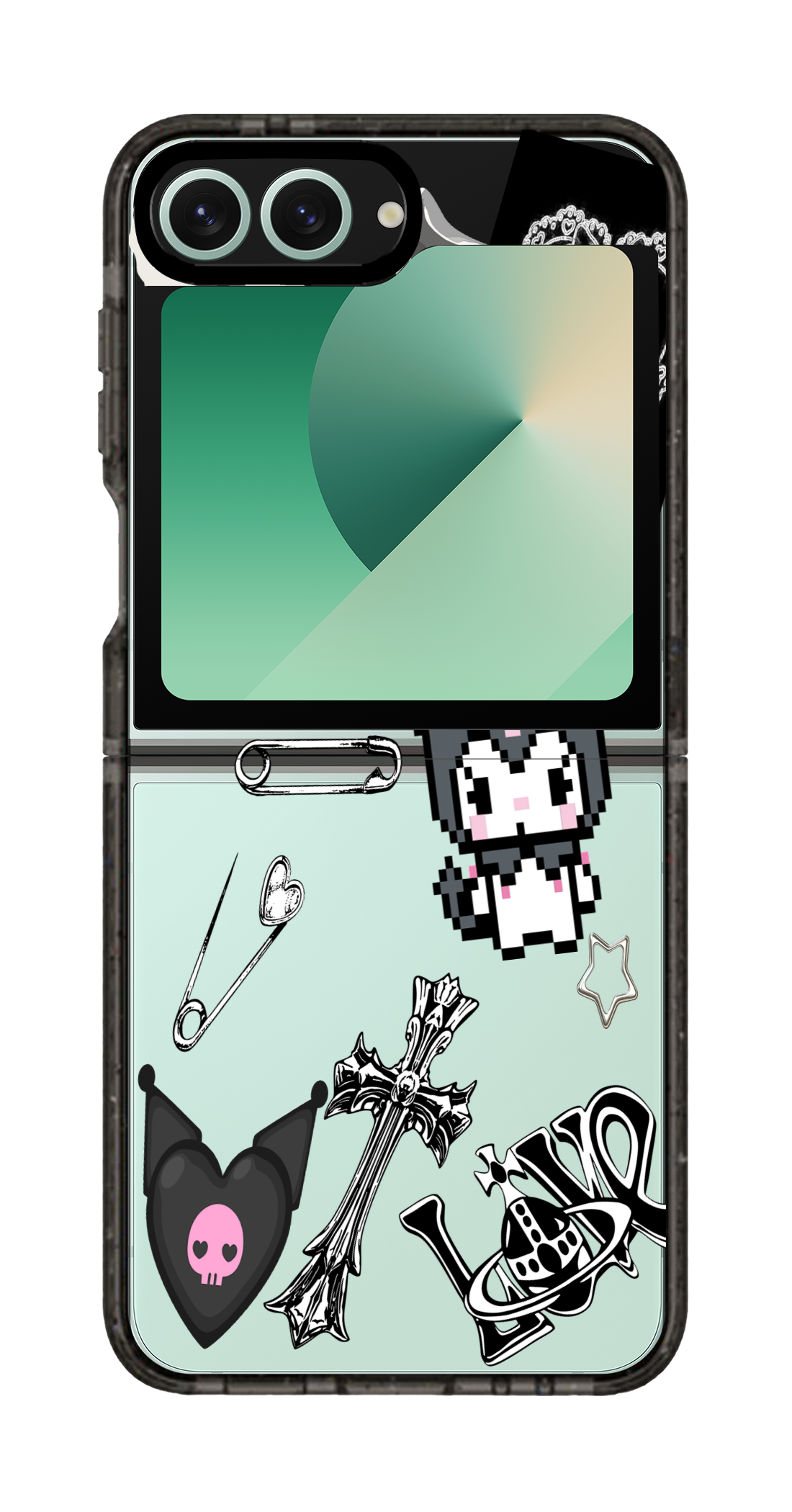 PixVoices rendered material preview - 2483 - Clear Black Galaxy Flip Case