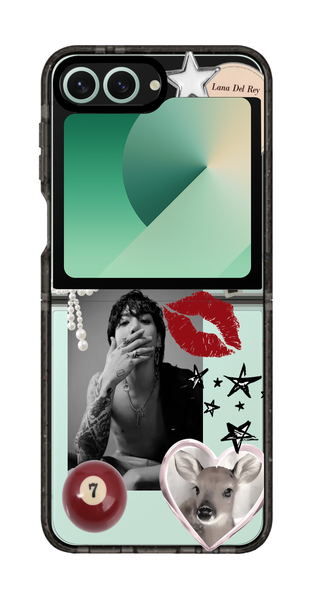 PixVoices rendered material preview - 2436 - Clear Black Galaxy Flip Case