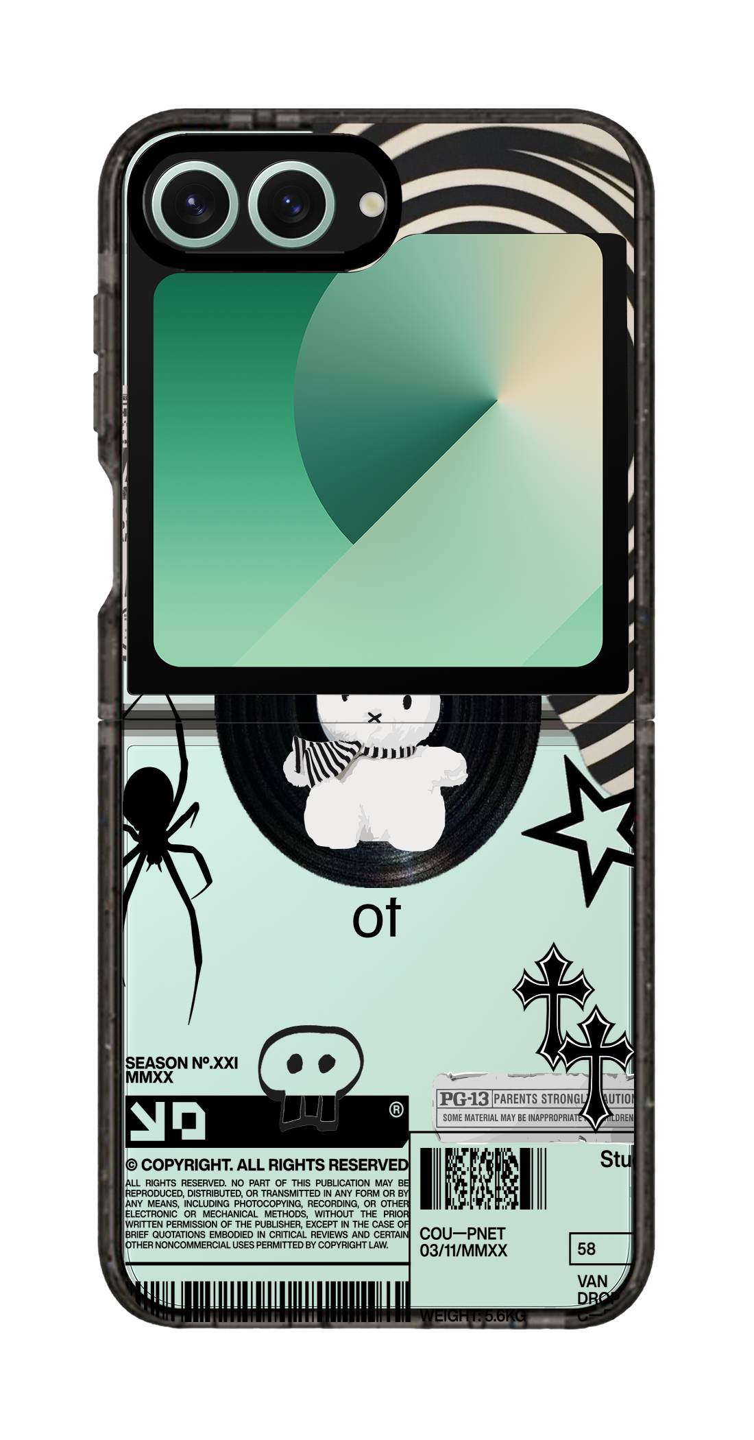 PixVoices rendered material preview - 2430 - Clear Black Galaxy Flip Case